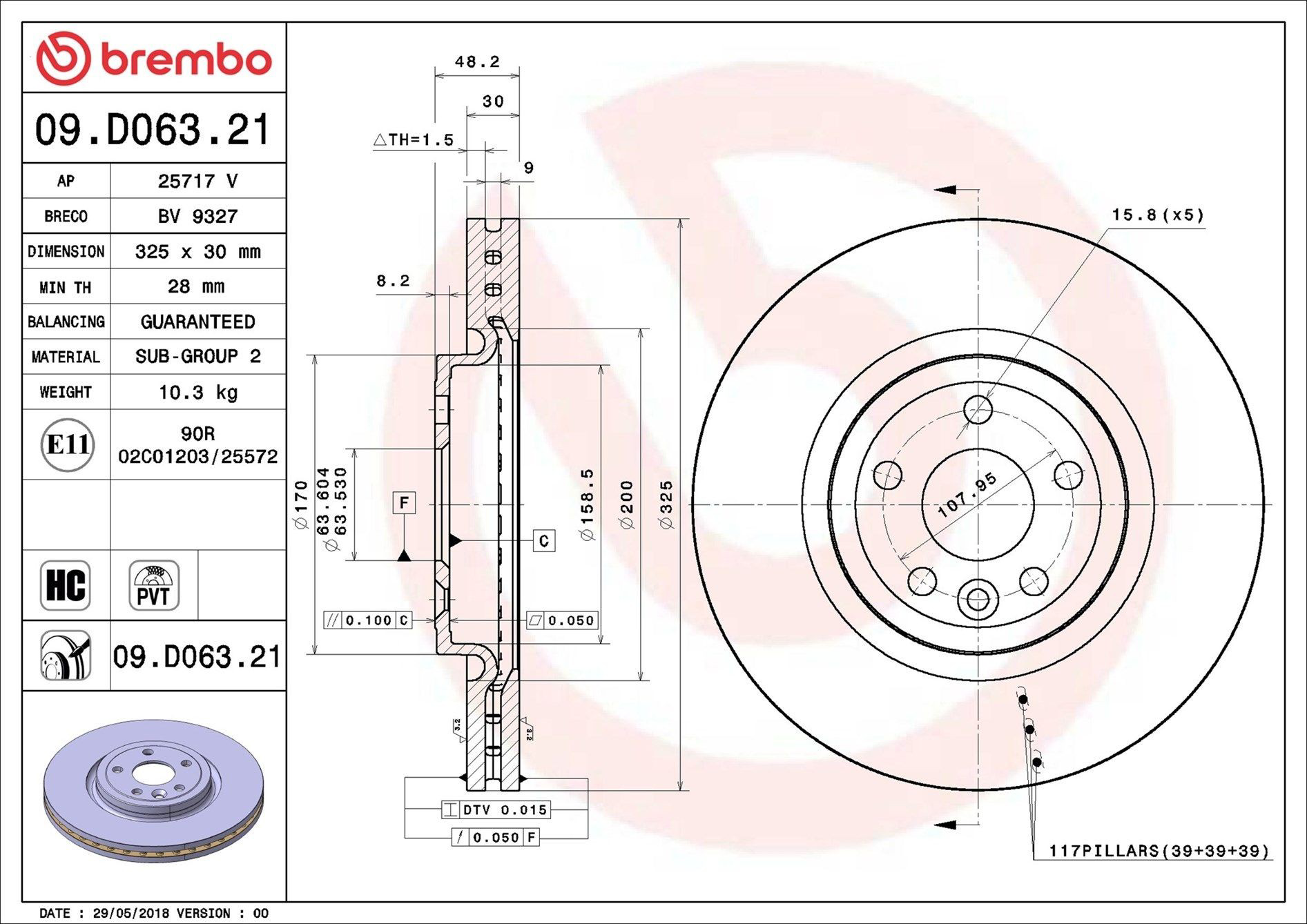 Тормоз дисковый передний Brembo 09D06321 цена, от 106.71 USD