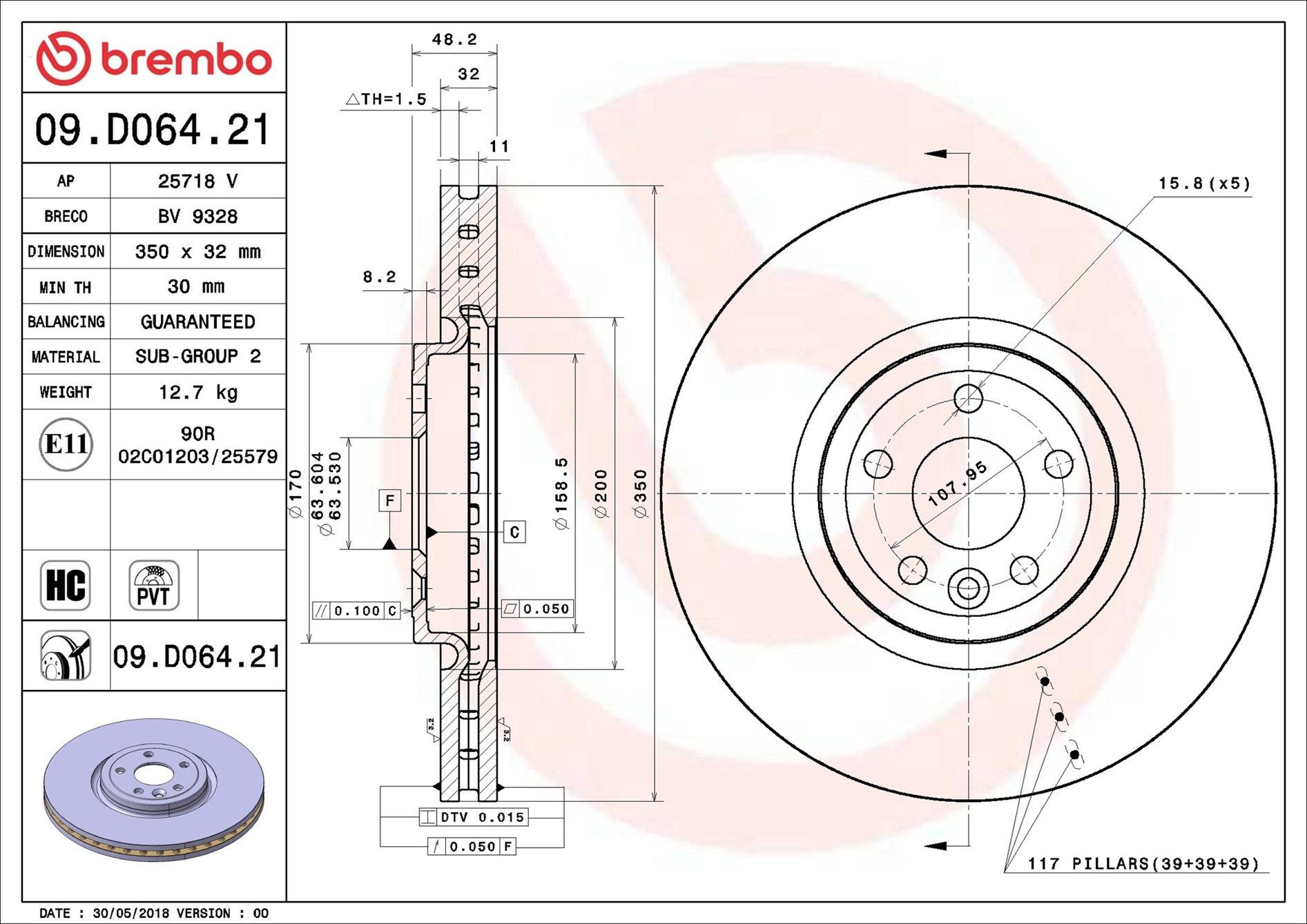 Тормоз дисковый передний Brembo 09D06421 цена, от 151.04 USD