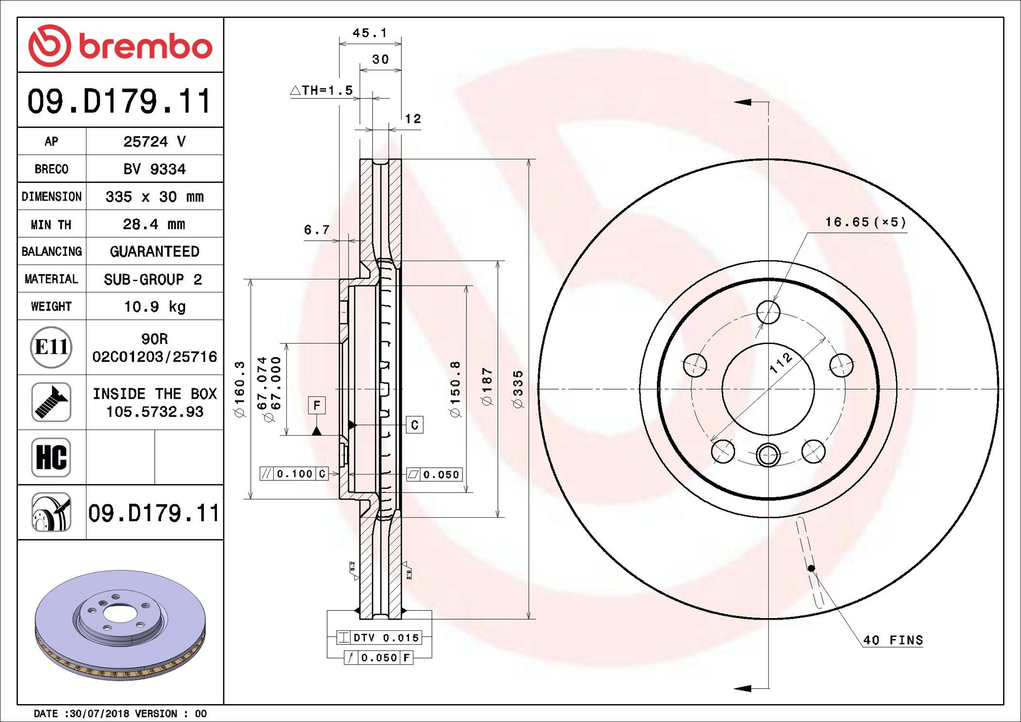 Купить 09D17911 Brembo Ротор тормозной