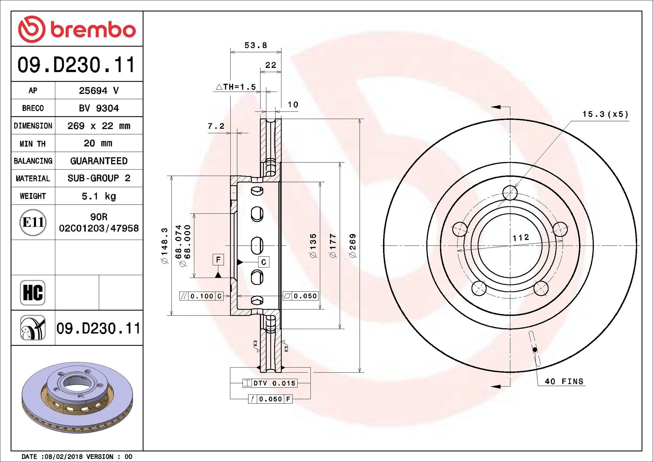 Задний тормозной диск Brembo 09D23011 цена, от 39.04 USD