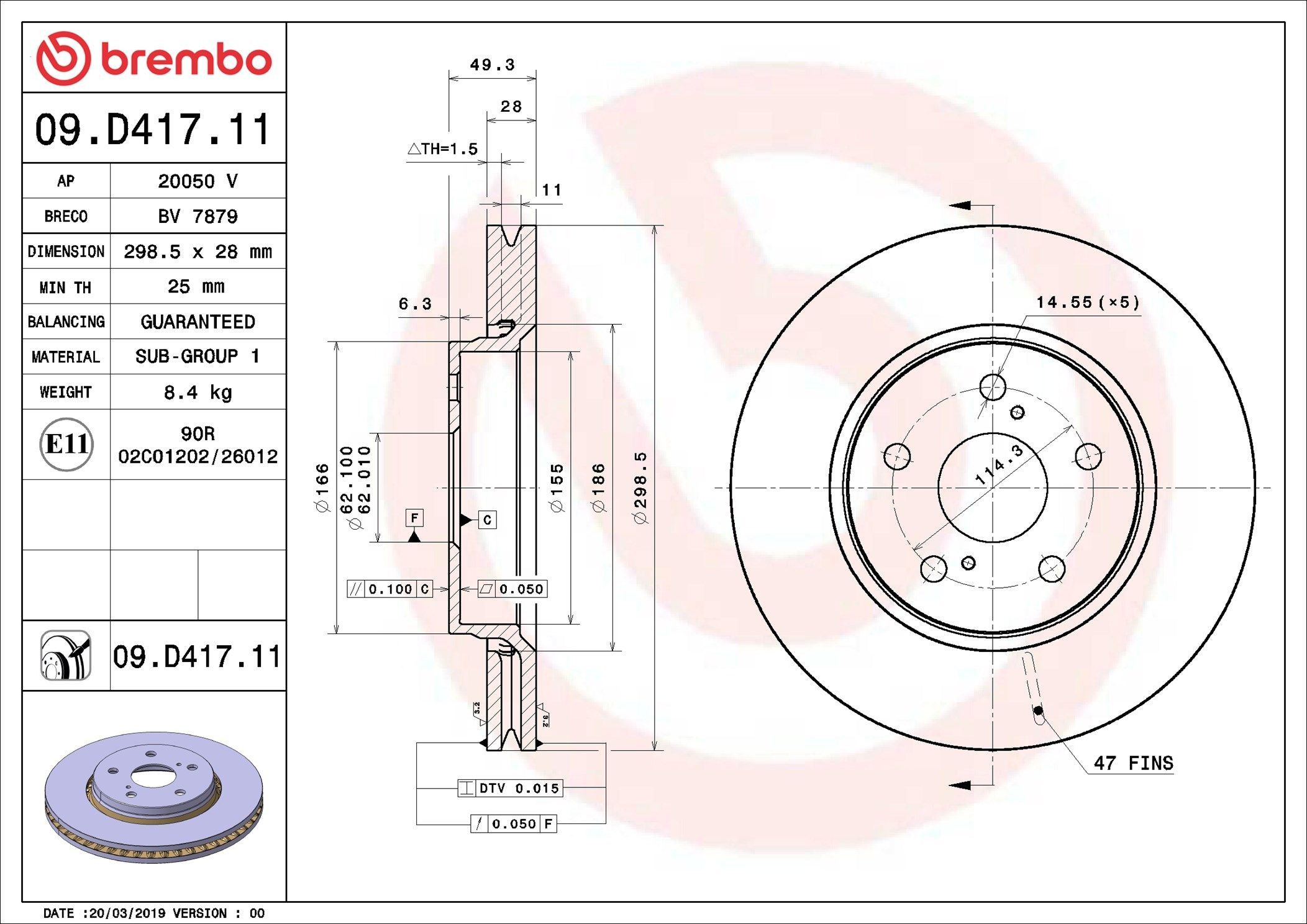 09D41711 Brembo Диск тормозной передний