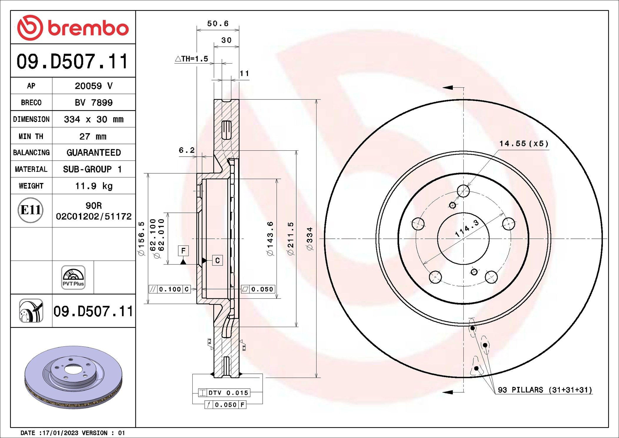 Купить 09D50711 Brembo Ротор тормозной