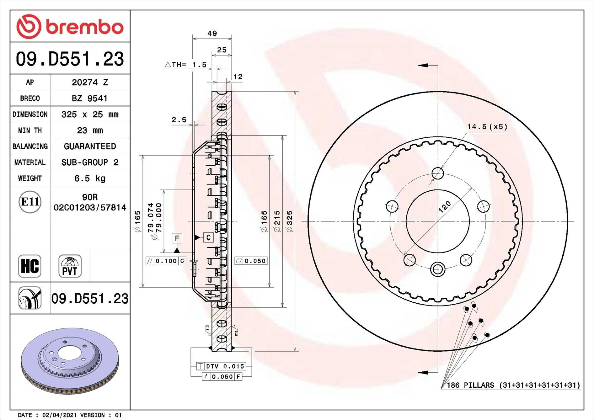 Задний тормозной диск Brembo 09D55123 цена, от 180.02 USD