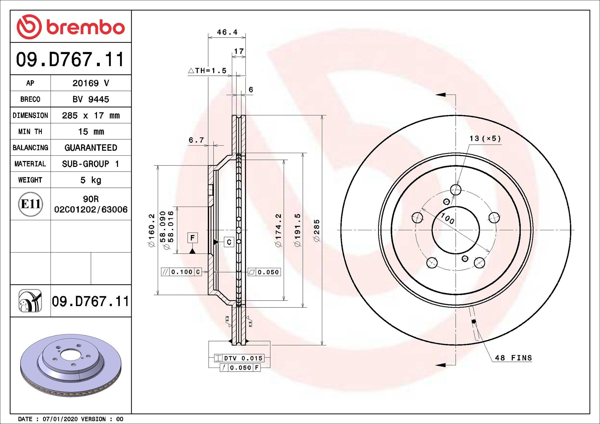 09D76711 Brembo Дисковый тормоз