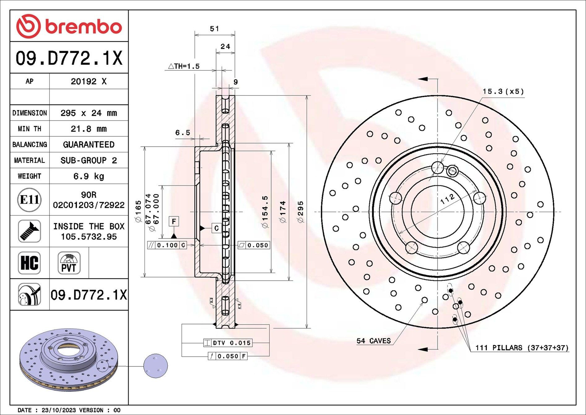 Купить 09D7721X Brembo Ротор тормозной