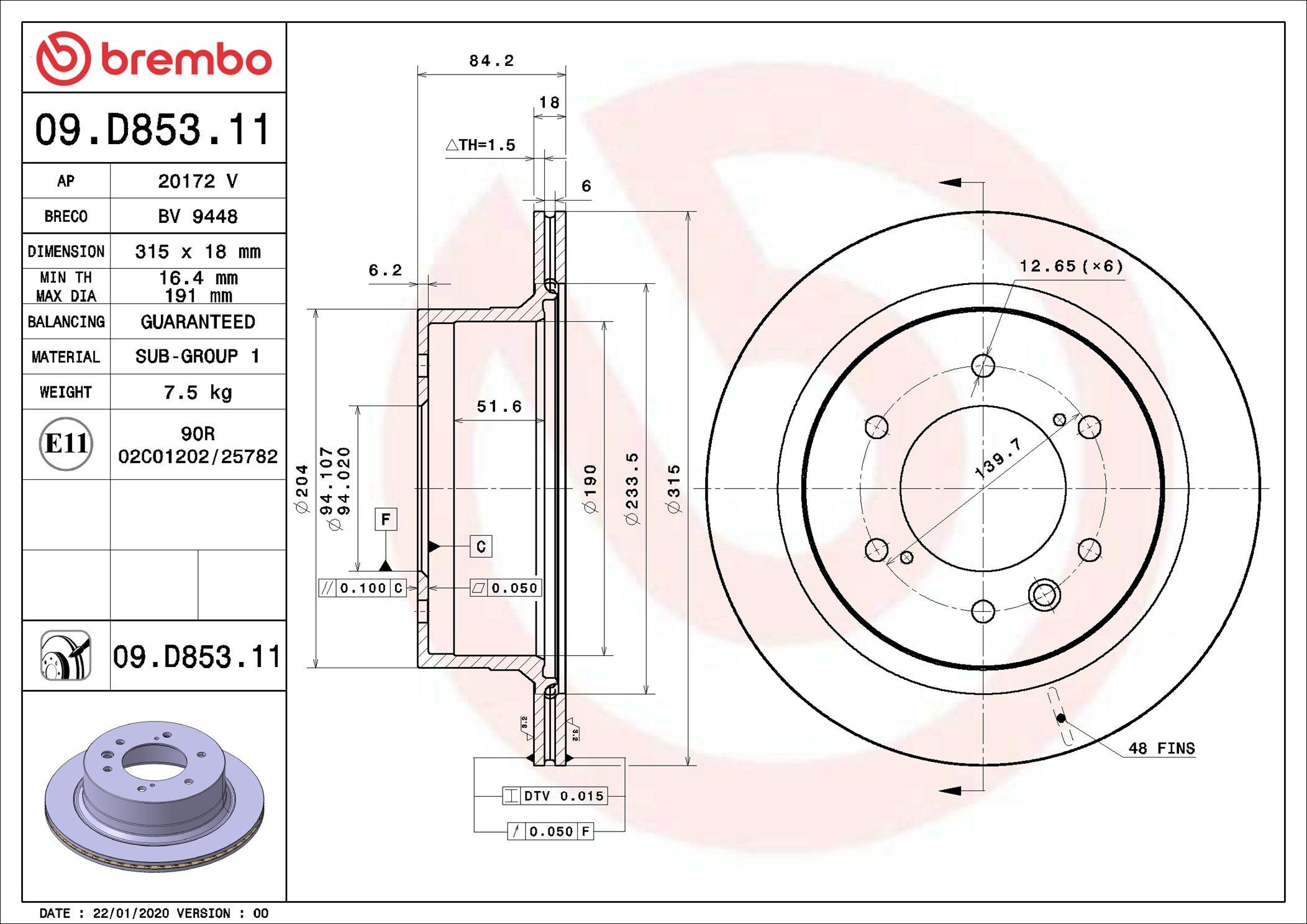 Задний тормозной диск Brembo 09D85311 цена, от 63.60 USD