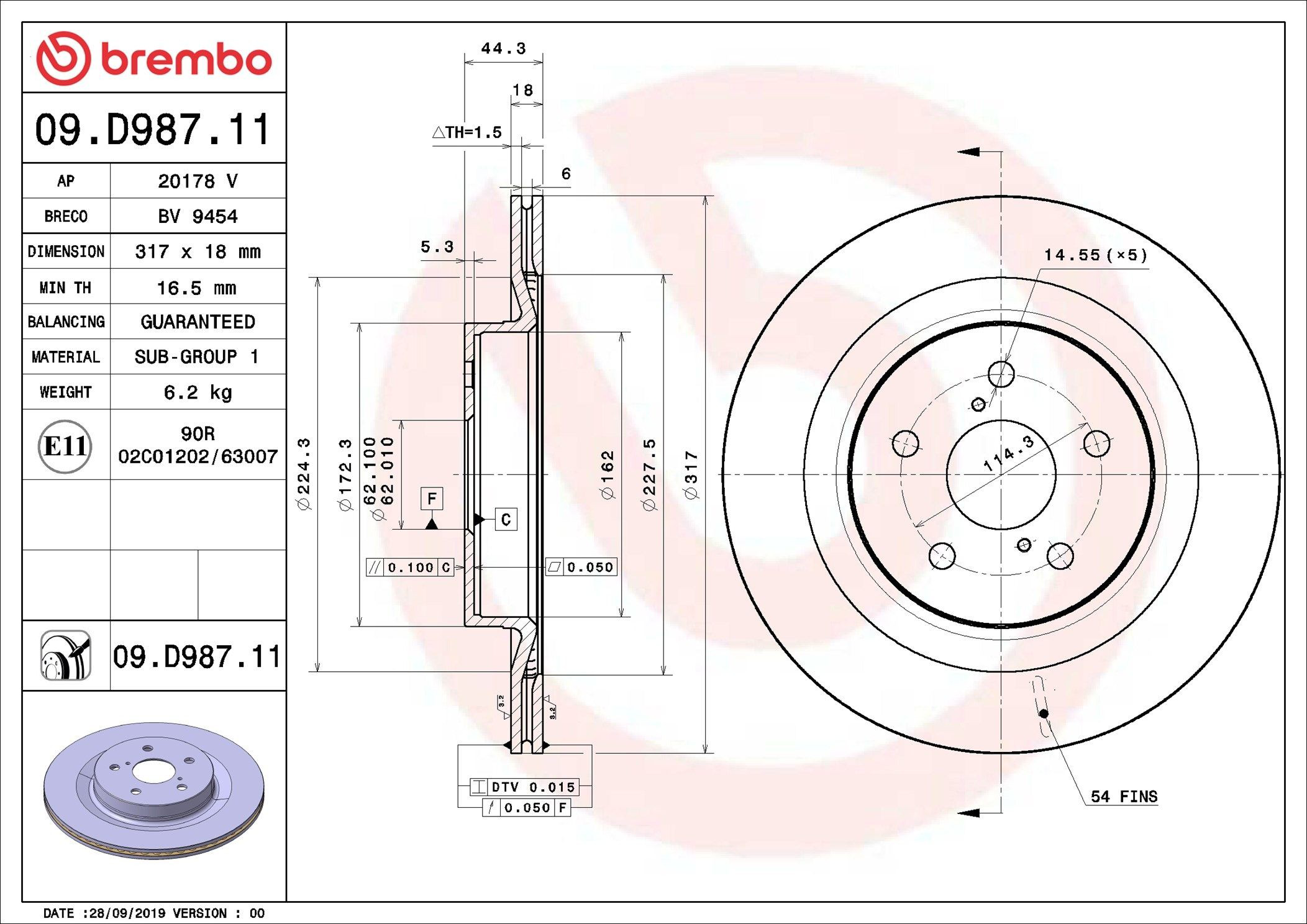 09D98711 Brembo Дисковый тормоз
