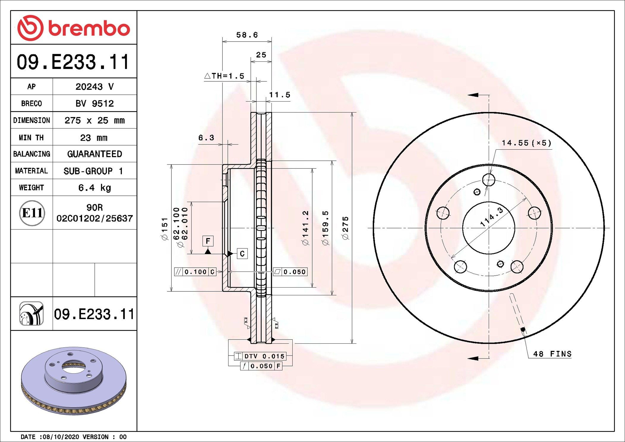 09E23311 Brembo Диск тормозной передний