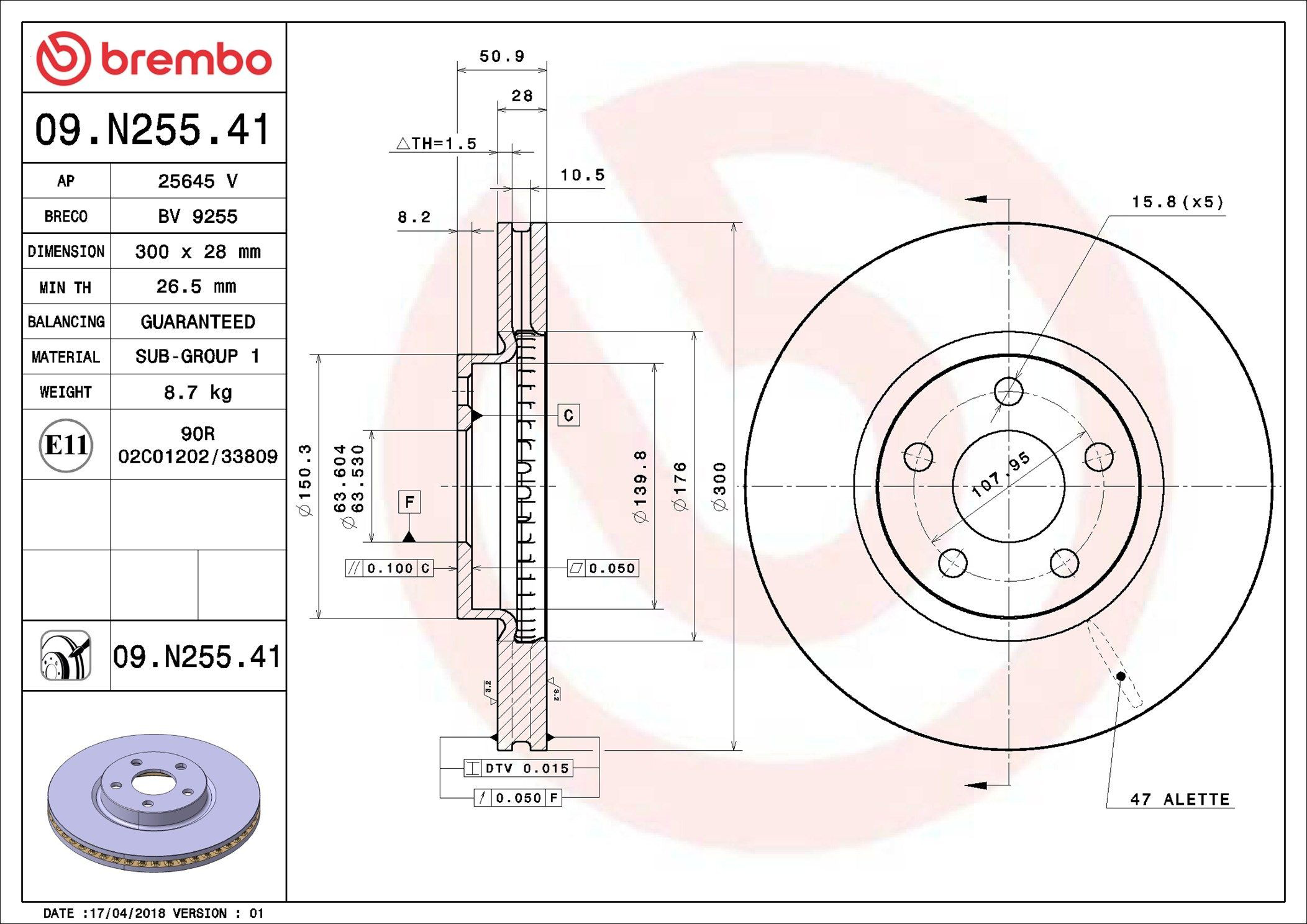 09N25541 Brembo Диск тормозной передний