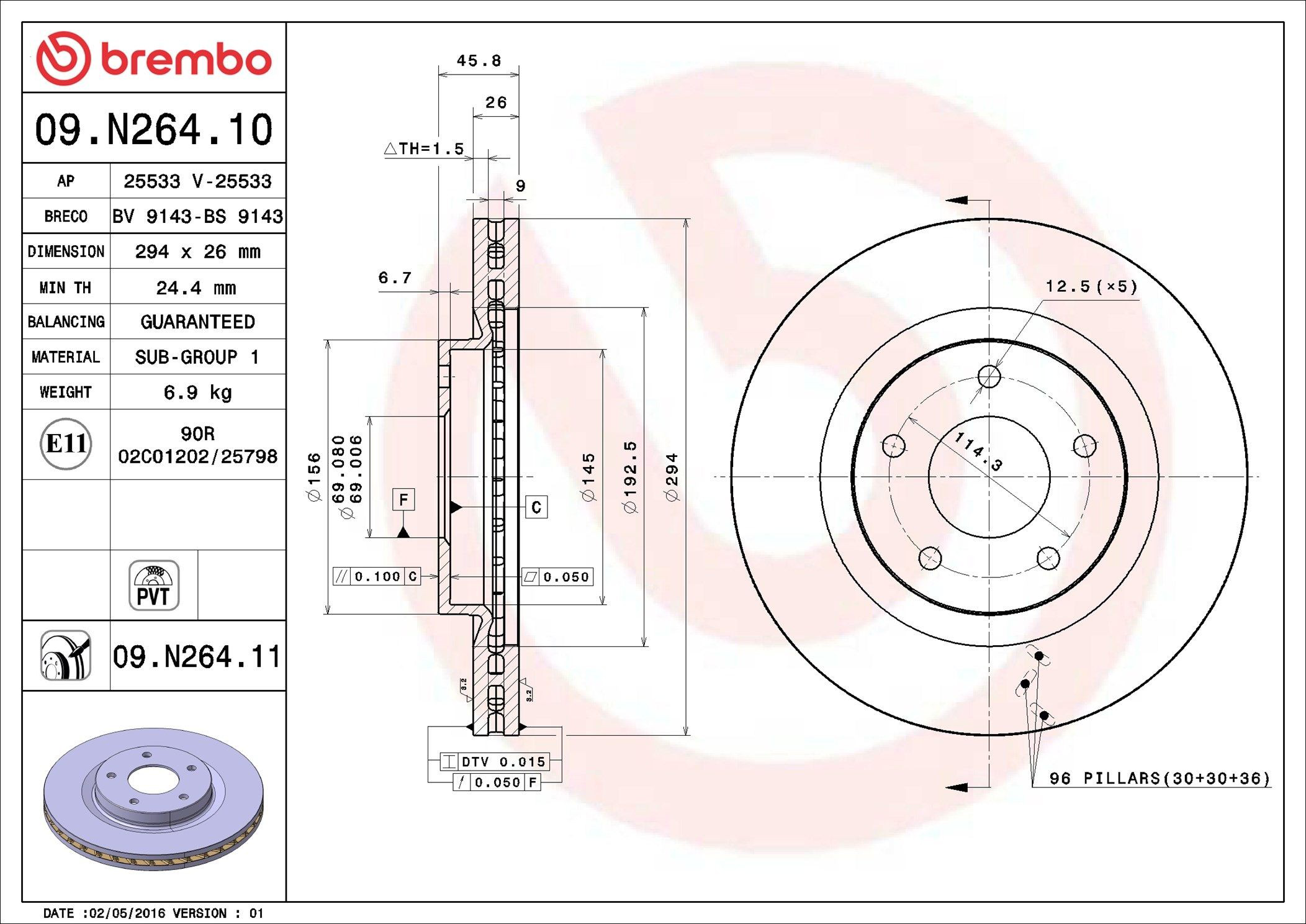 Тормоз дисковый передний Brembo 09N26411 цена, от 54.83 USD