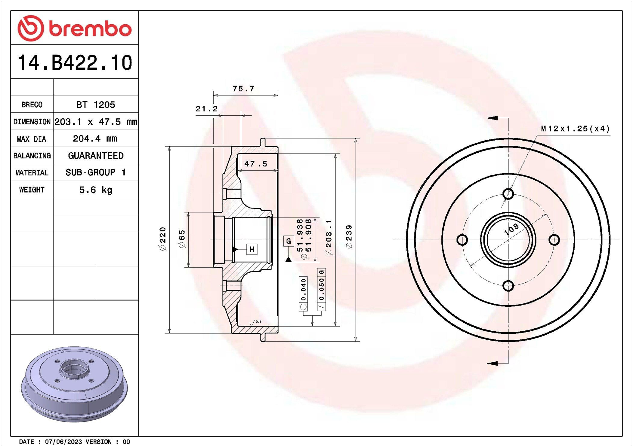 Барабан тормозной задний Brembo 14B42210 цена, от 62.81 USD