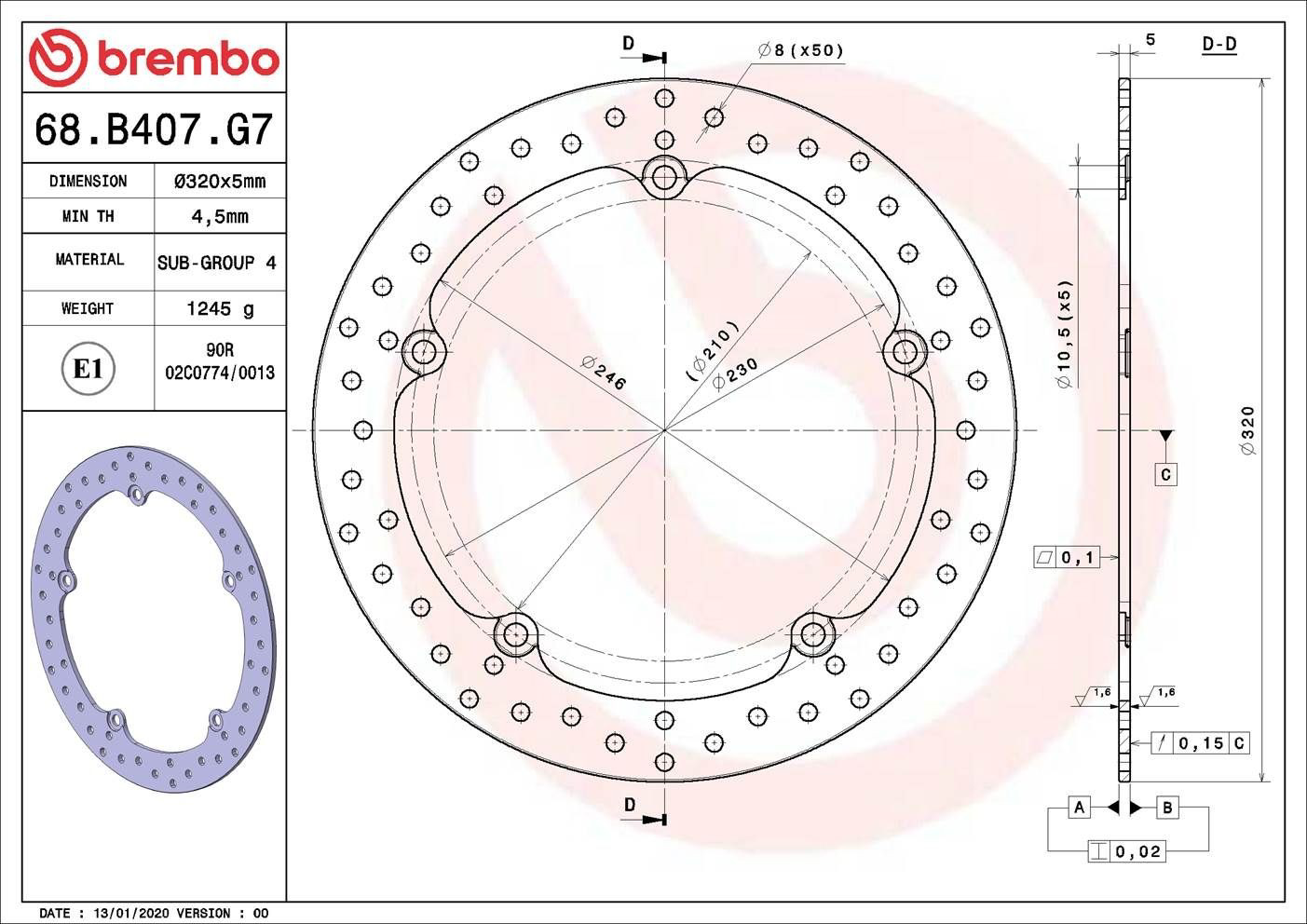 68B407G7 Brembo 