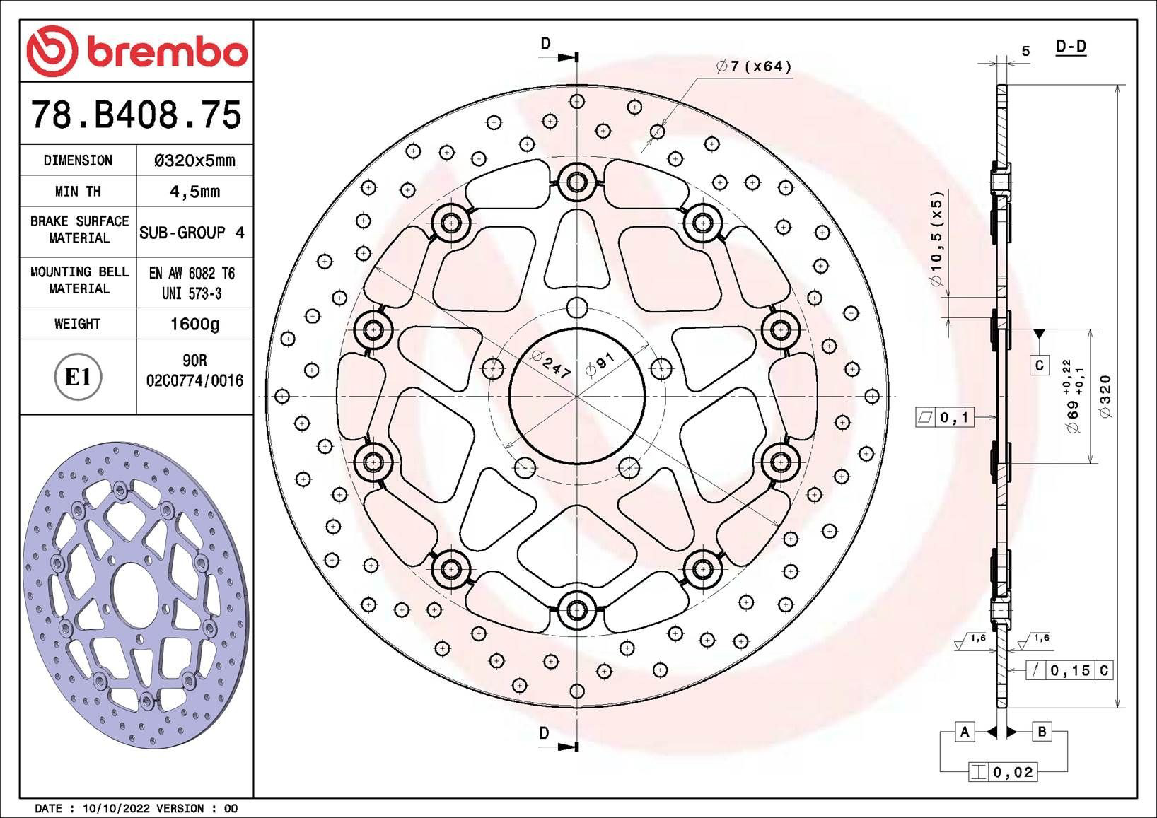78B40875 Brembo 