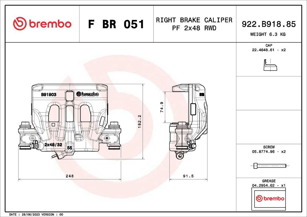 Купить FBR051 Brembo Суппорт тормозной передний правый