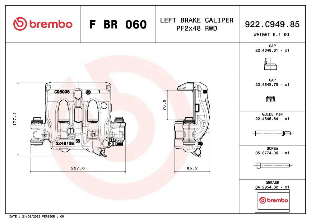 Купить FBR060 Brembo Суппорт тормозной передний левый