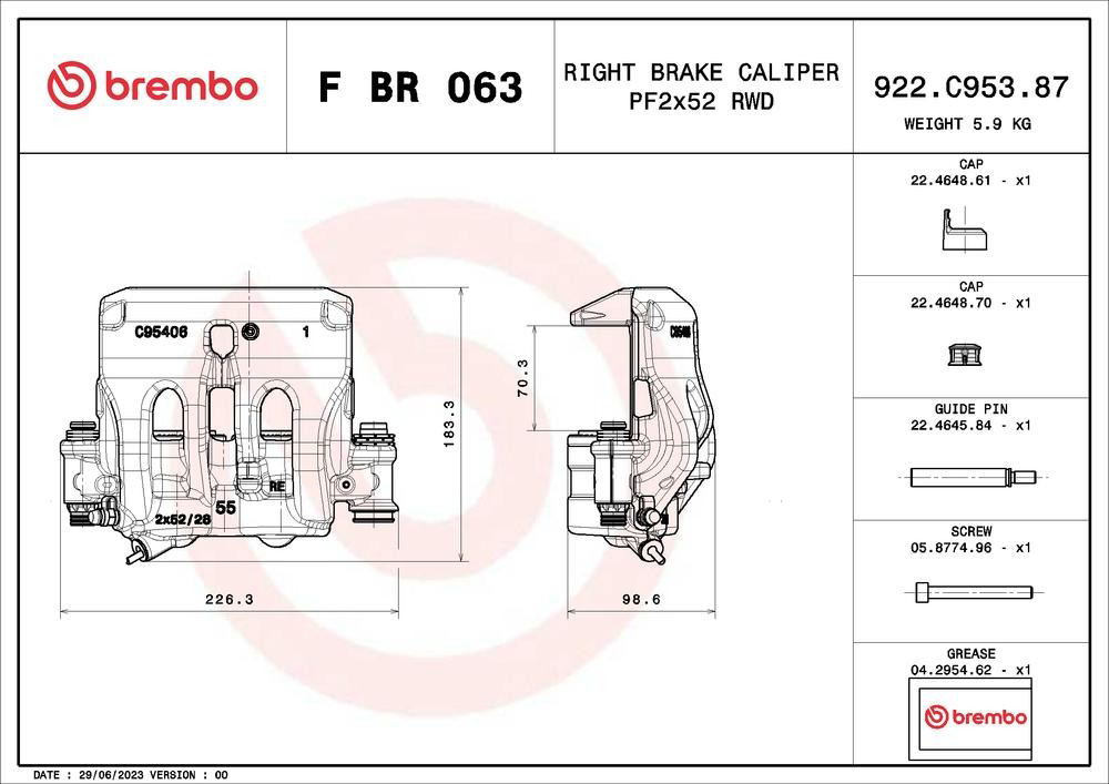 Купить FBR063 Brembo Суппорт тормозной передний правый