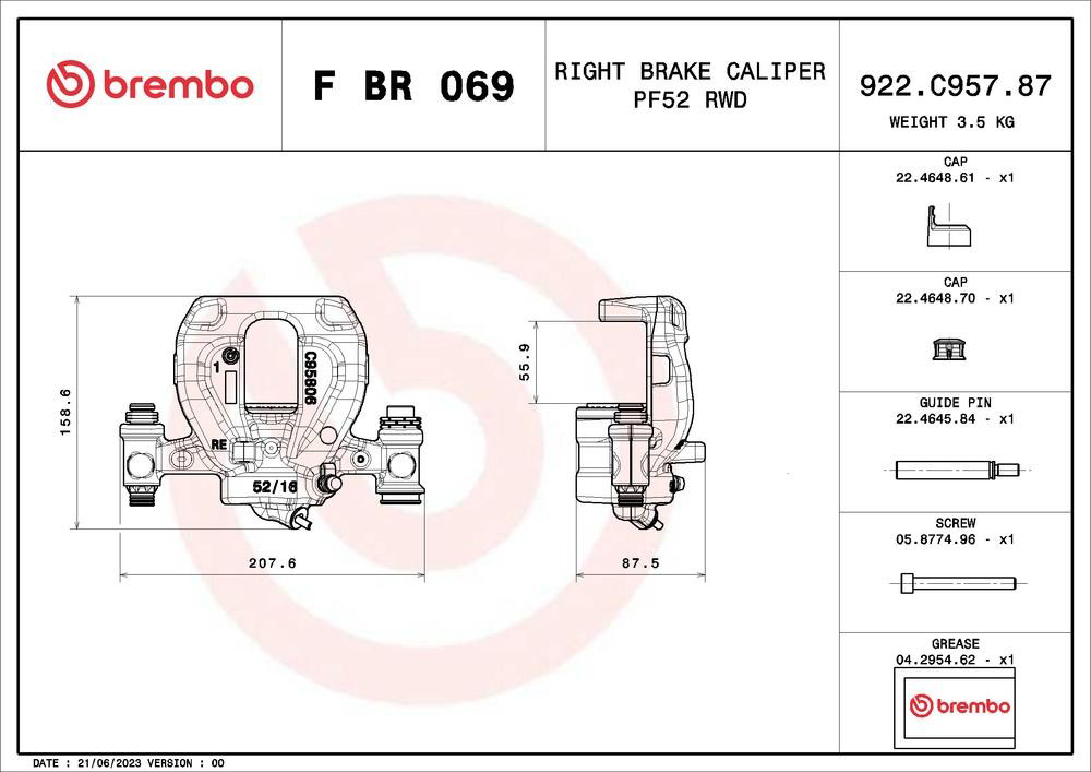 Купить FBR069 Brembo Суппорт задний правый