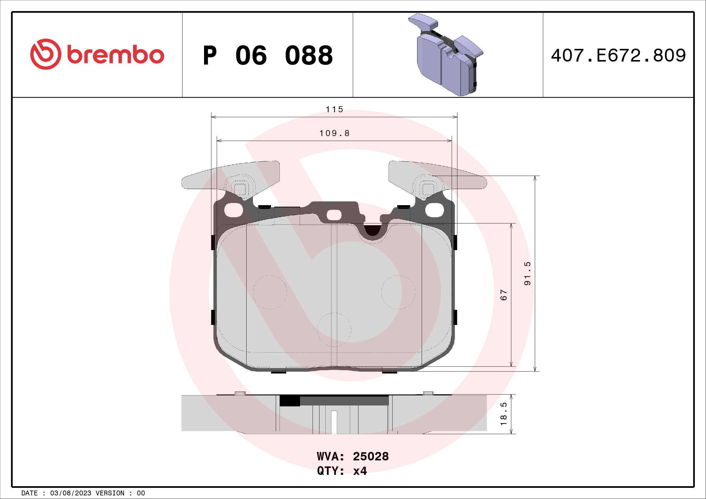 Колодки Brembo P06088X цена, от 84.86 USD
