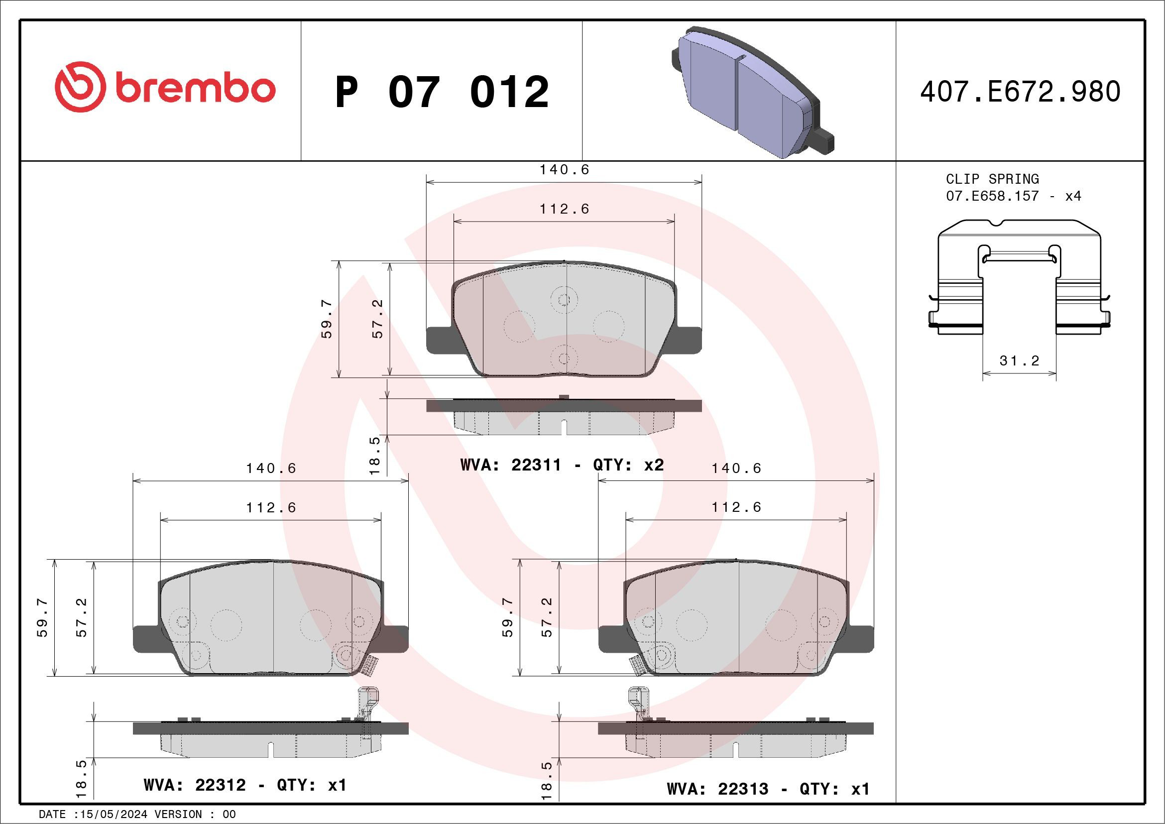 Купить P07012 Brembo Колодки тормозные