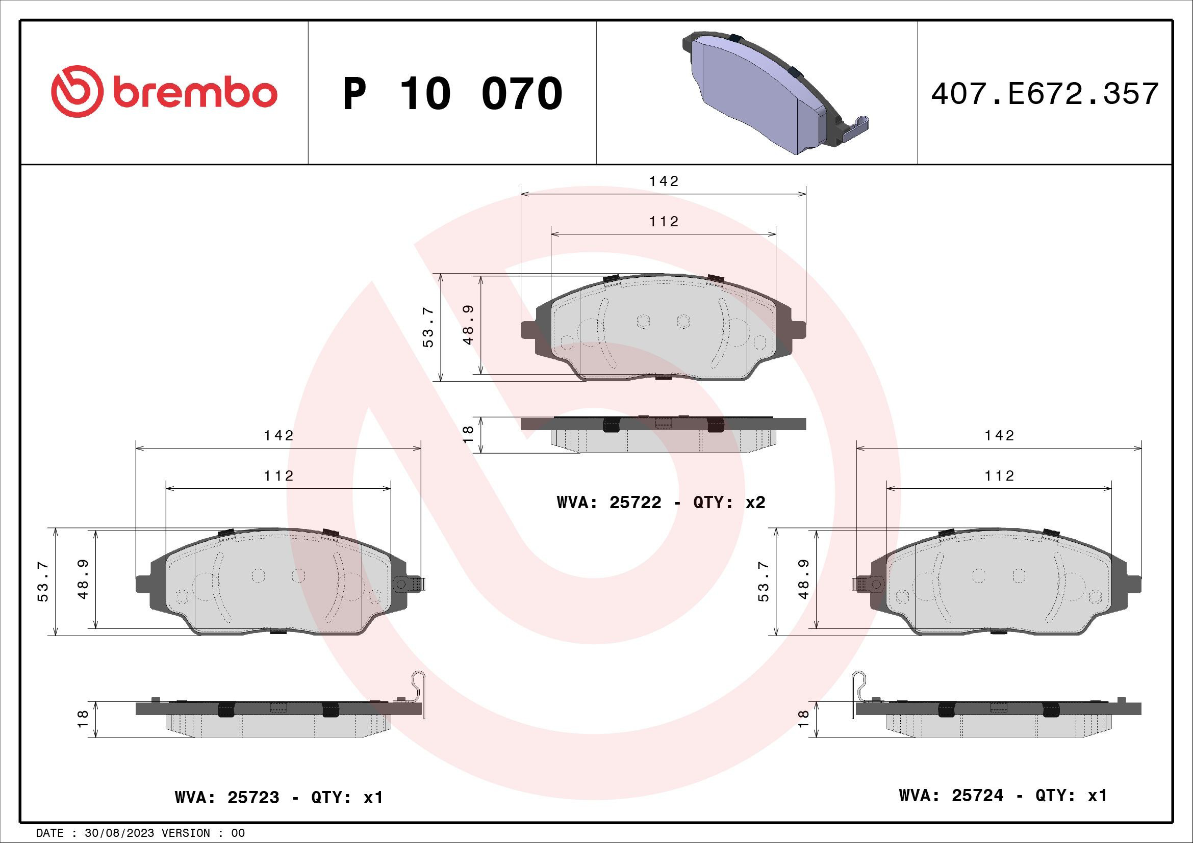 Колодки Brembo P10070 цена, от 26.25 USD