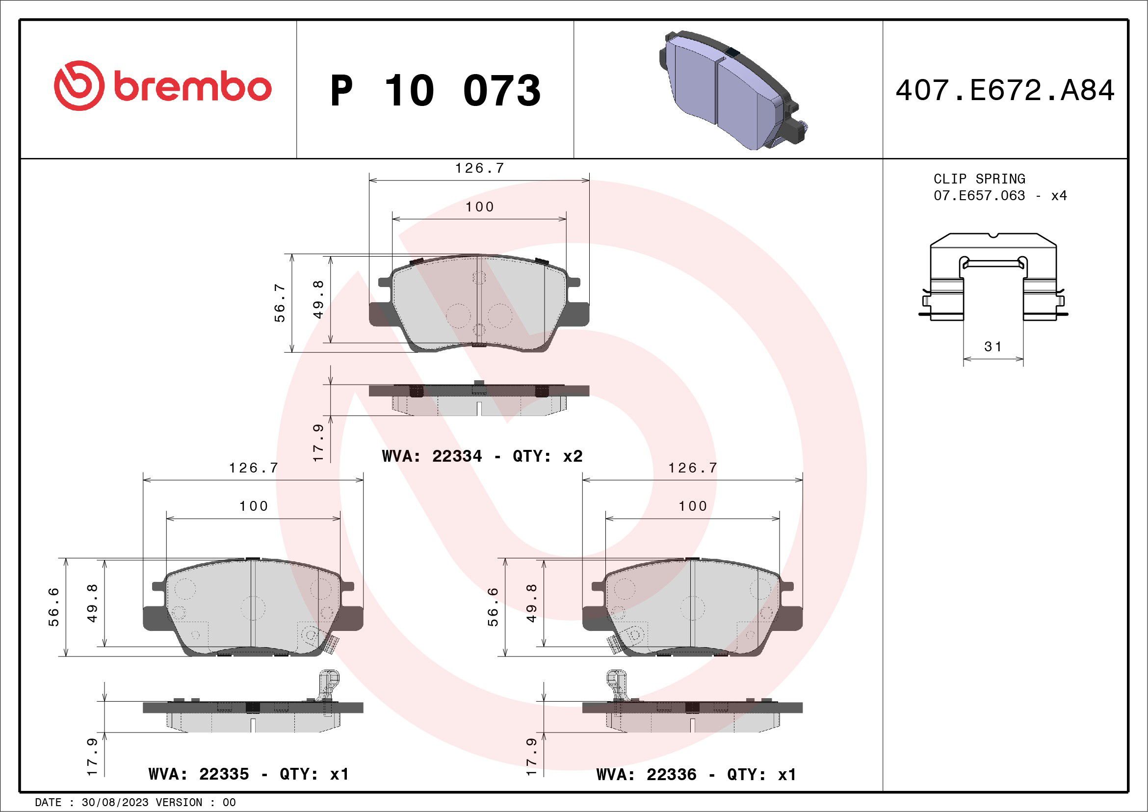 Купить P10073 Brembo Колодки тормозные