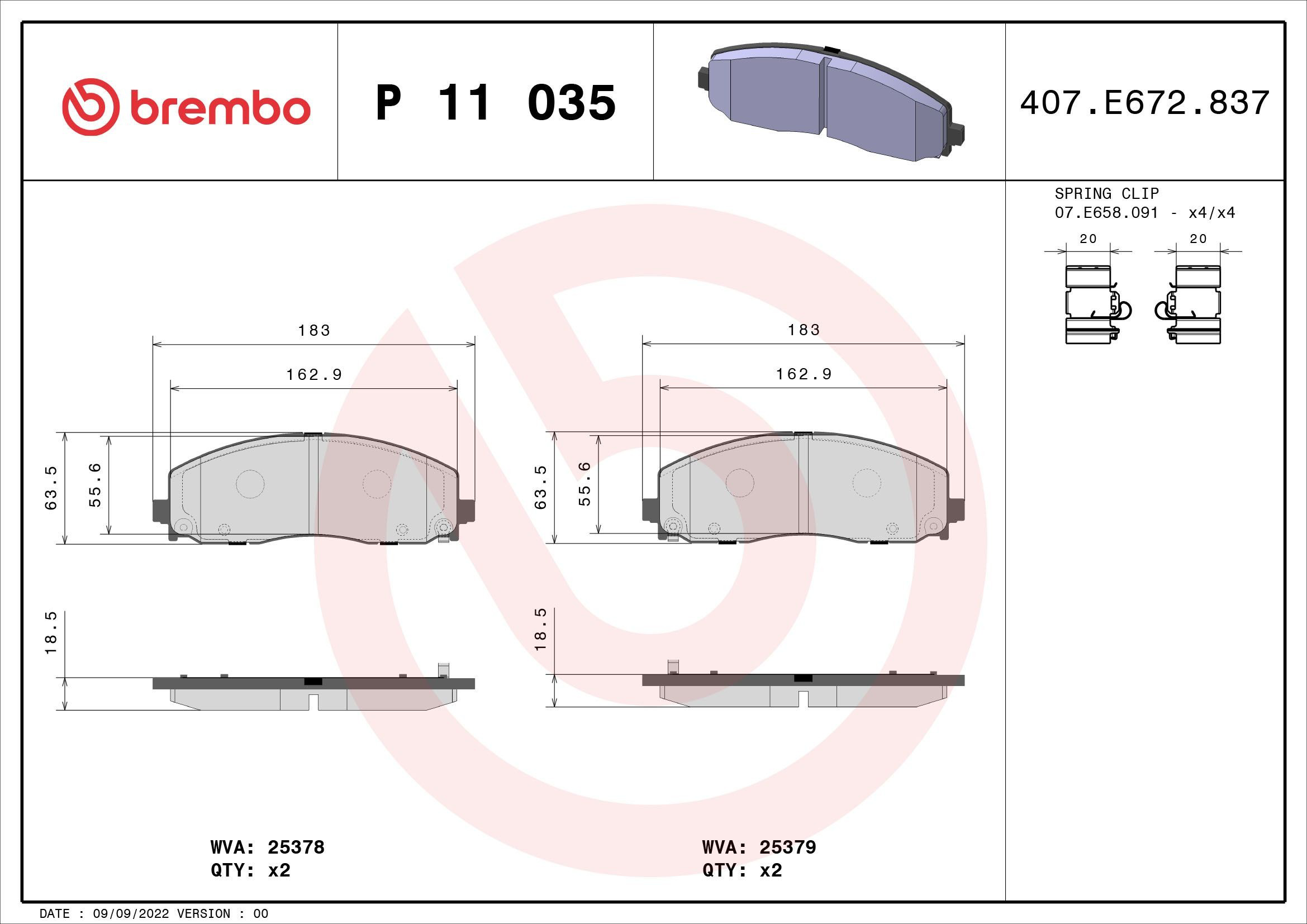 Колодки Brembo P11035 цена, от 84.50 USD