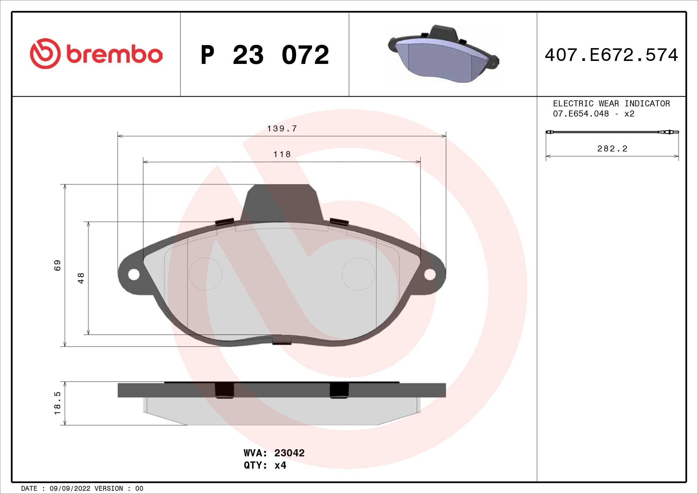 Тормозные колодки Brembo P23072