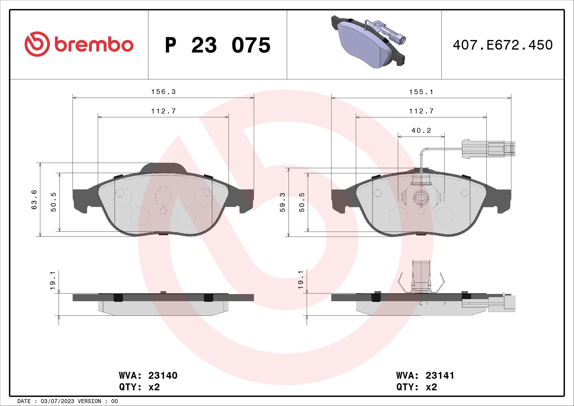 Колодки Brembo P23075 цена, от 29.94 USD