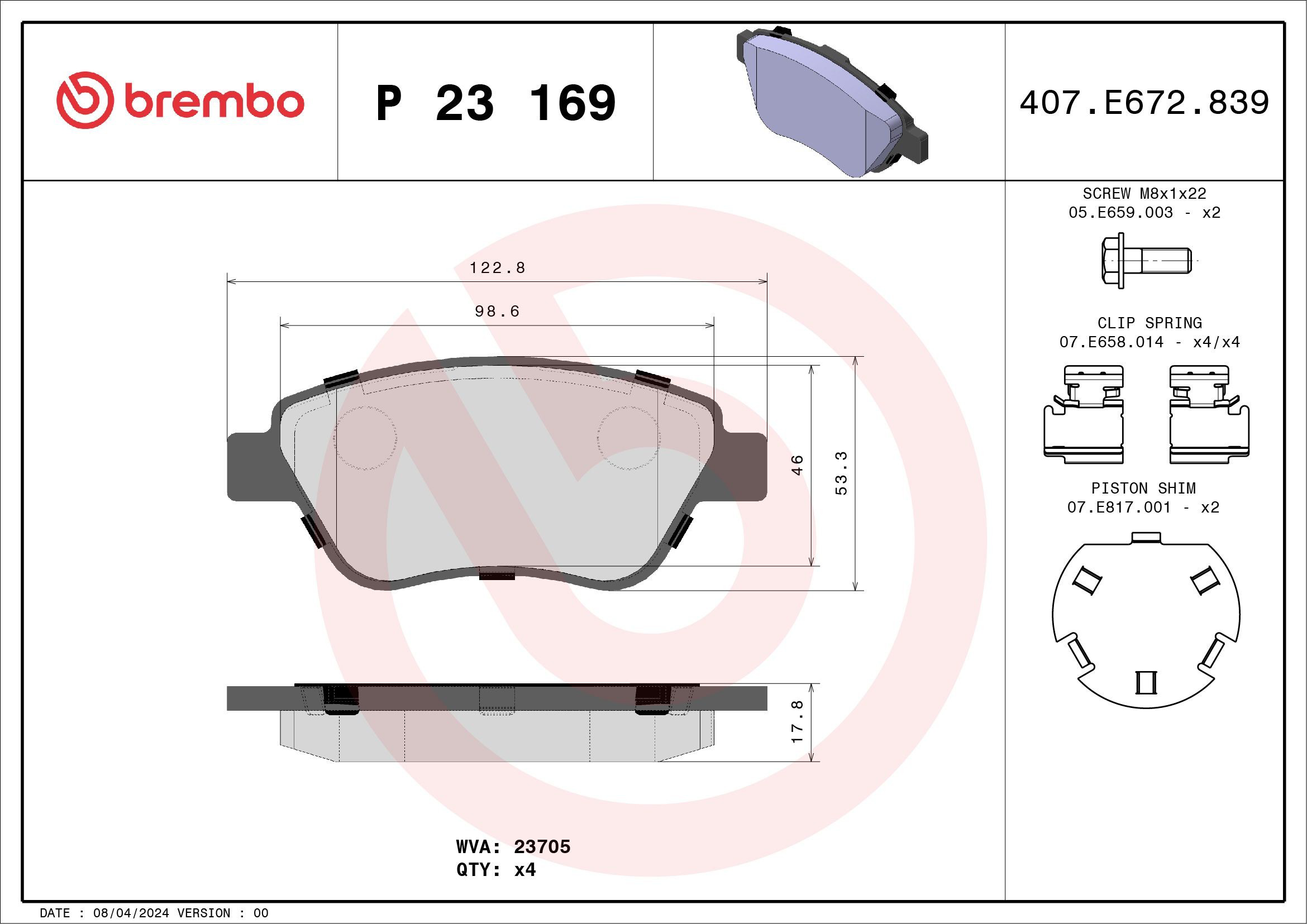 Колодки Brembo P23169 цена, от 36.27 USD