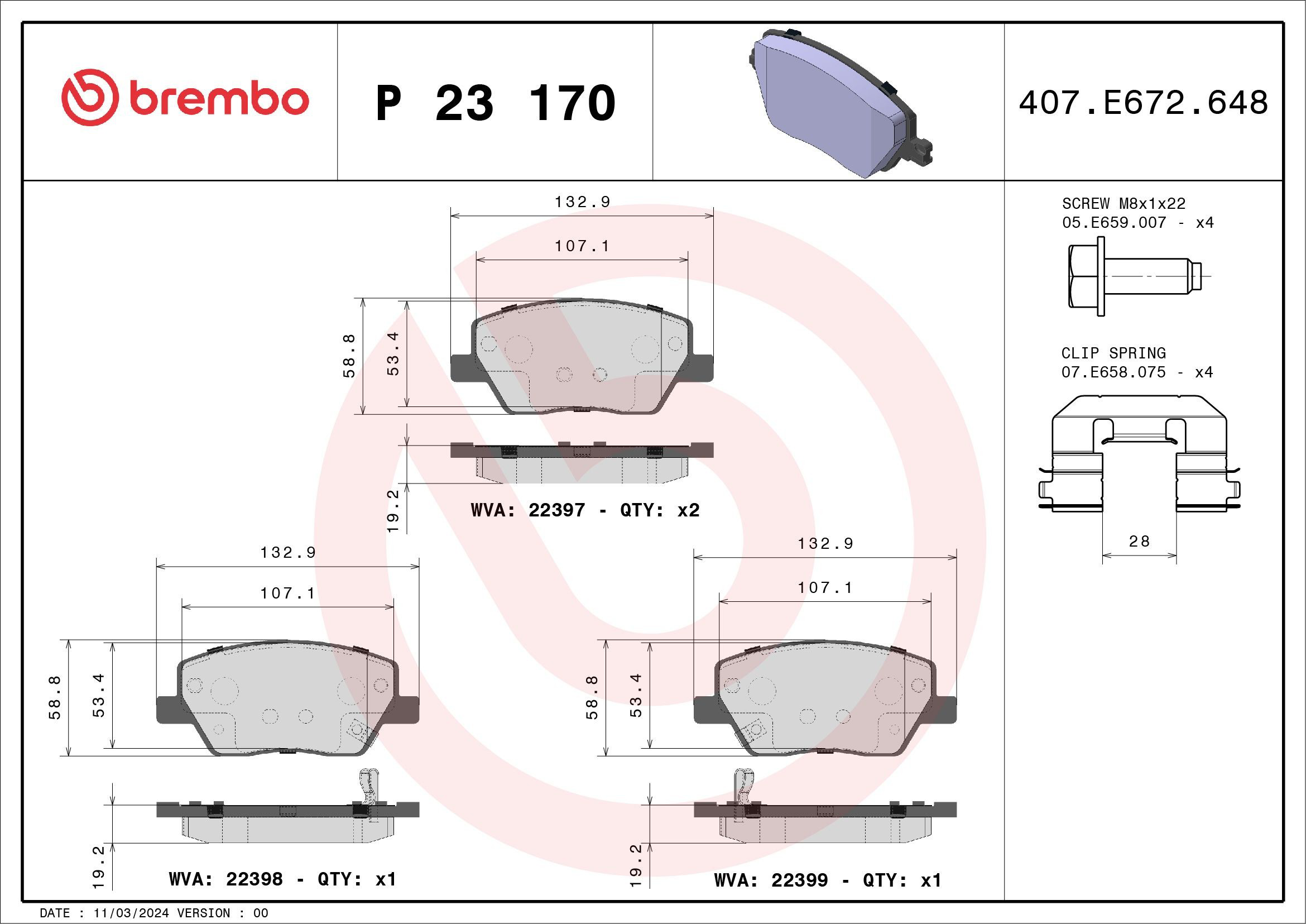 Колодки Brembo P23170 цена, от 50.77 USD