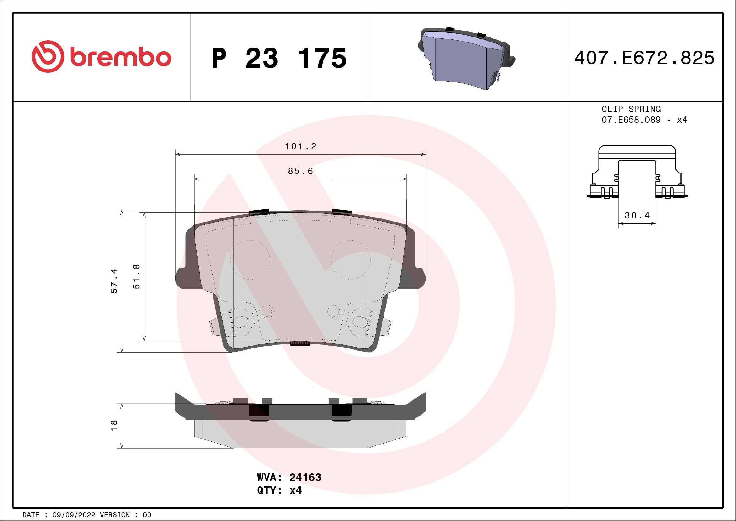 Задние дисковые колодки Brembo P23175