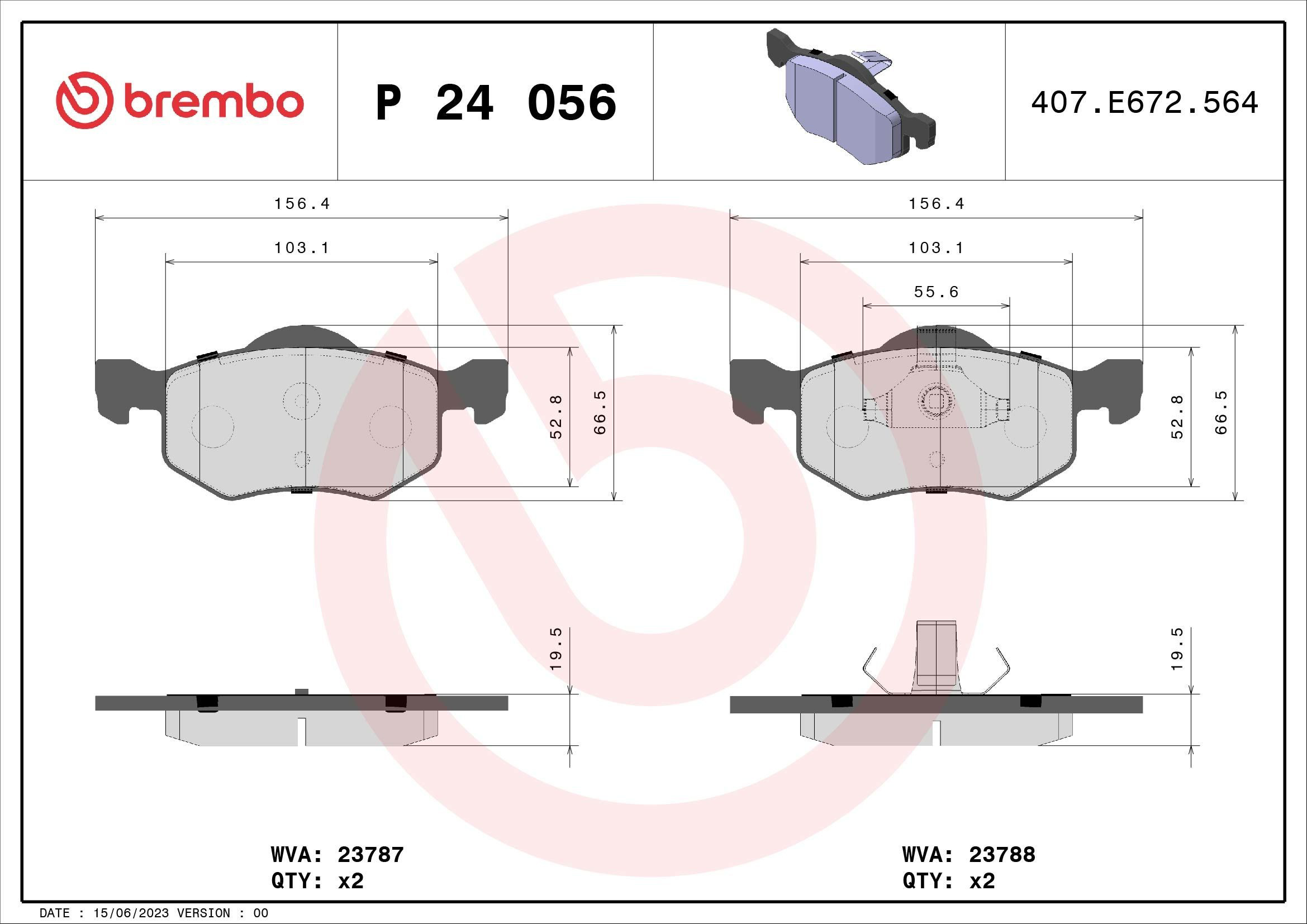 Купить P24056 Brembo Колодки тормозные