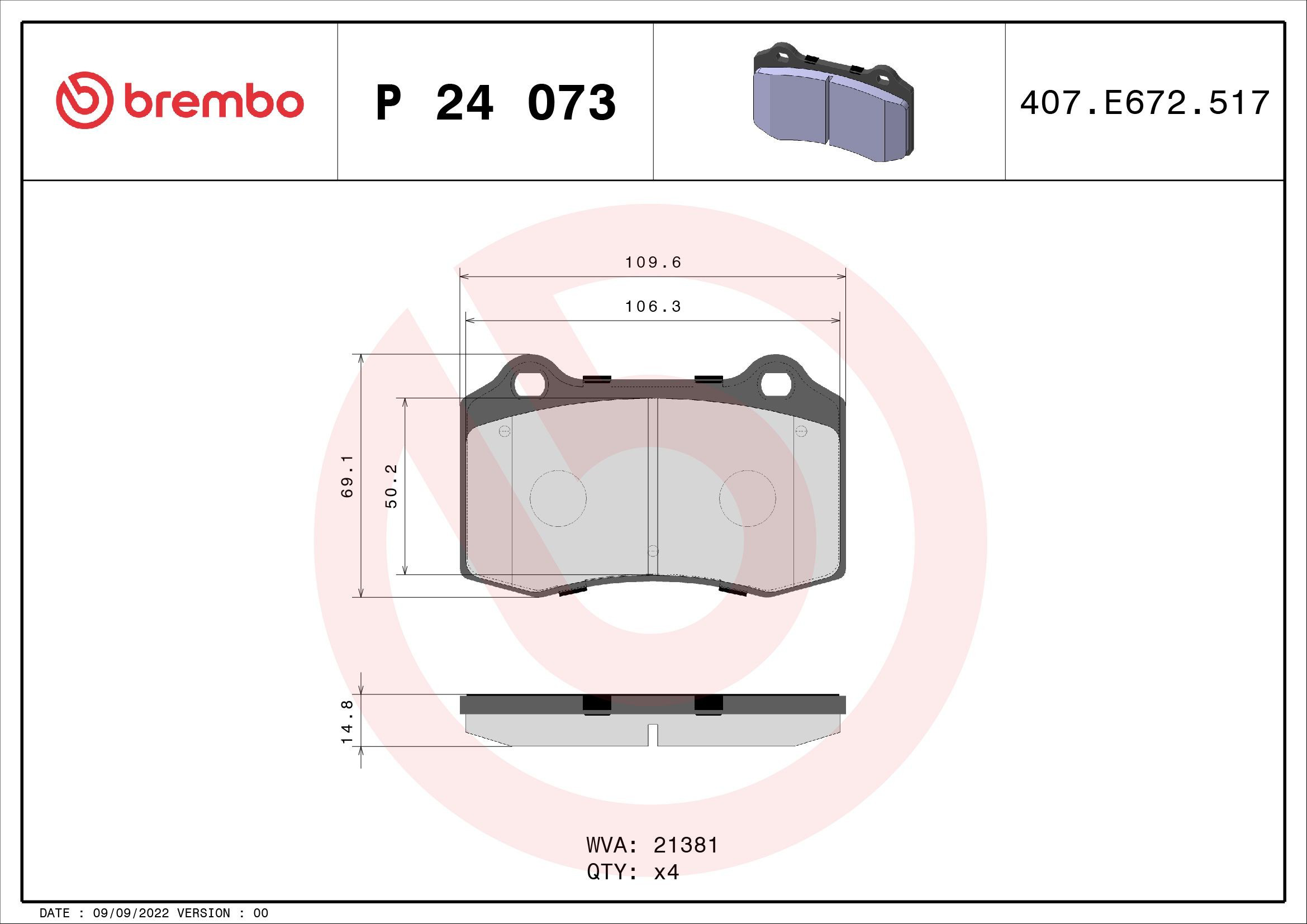 Колодки Brembo P24073 цена, от 25.56 USD