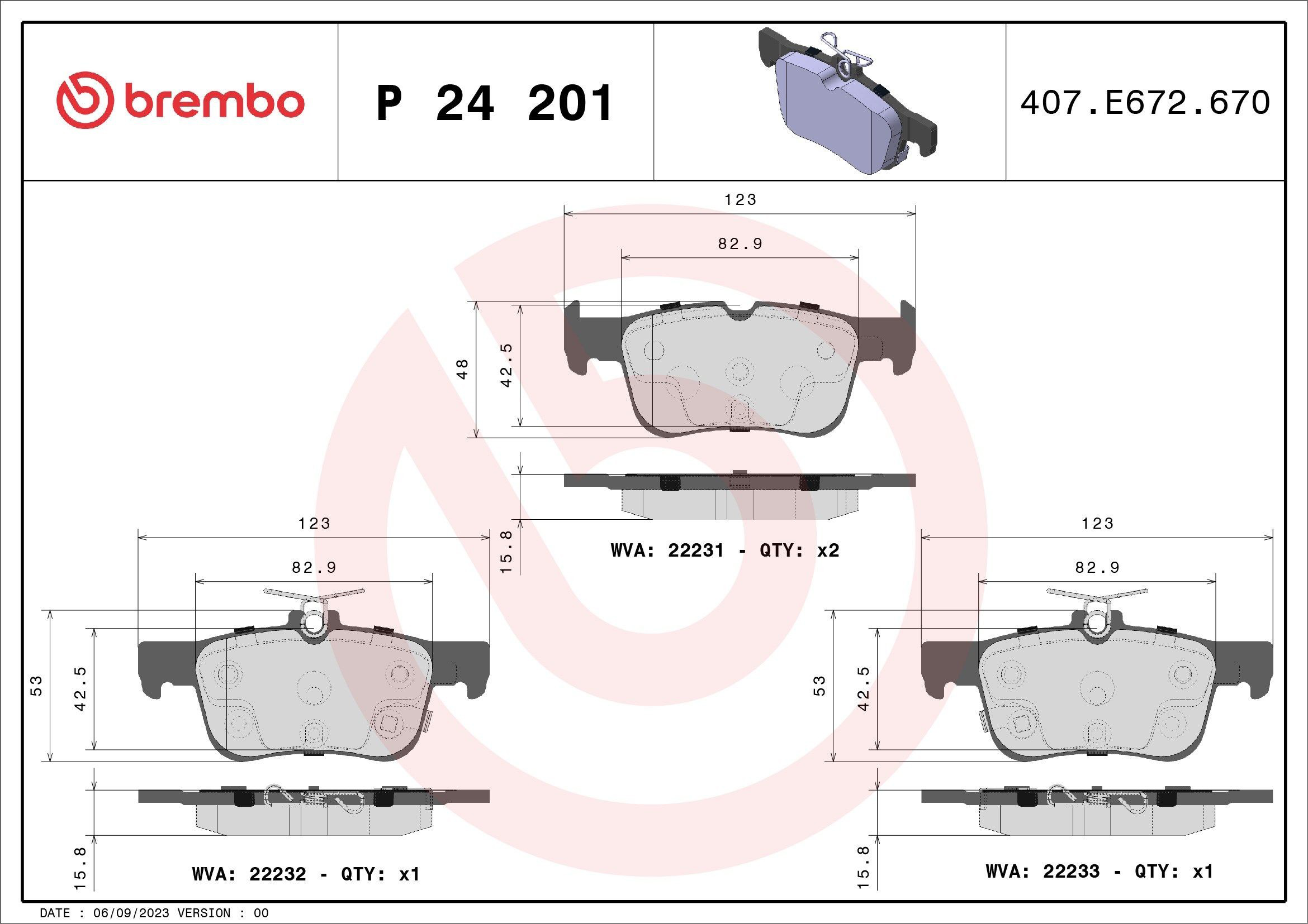 P24201 Brembo Колодки тормозные дисковые комплект