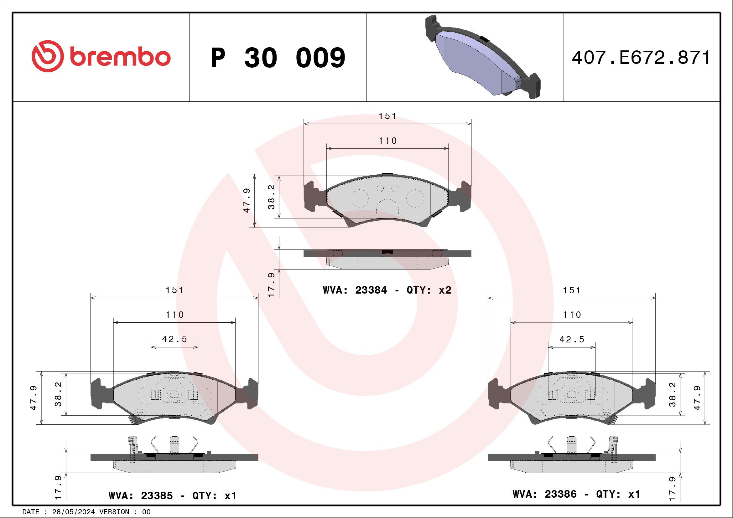 Колодки Brembo P30009 цена, от 16.87 USD