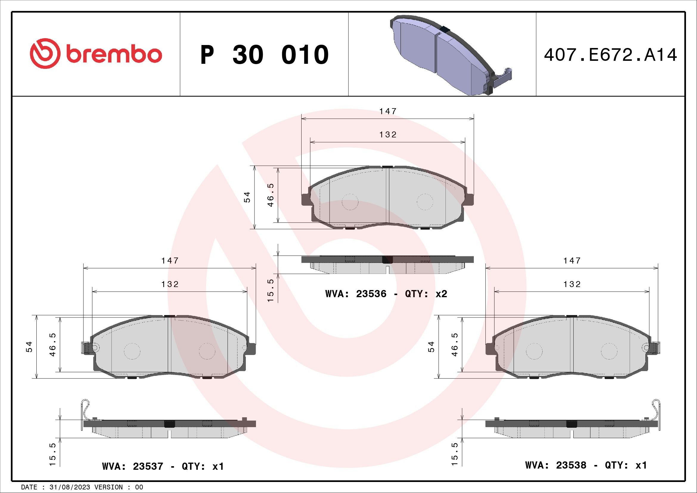 Колодки Brembo P30010 цена, от 21.51 USD