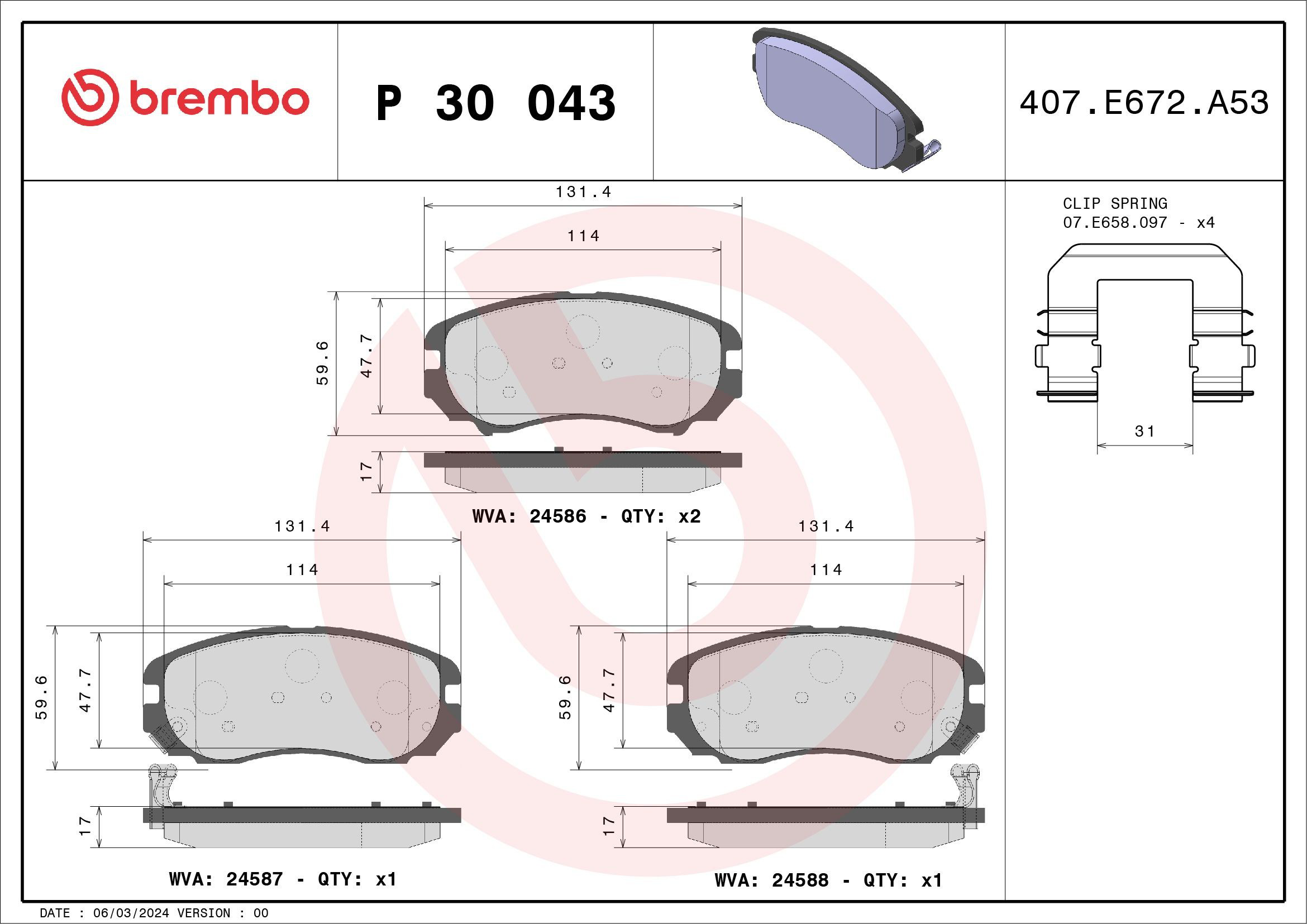 Колодки Brembo P30043 цена, от 16.63 USD