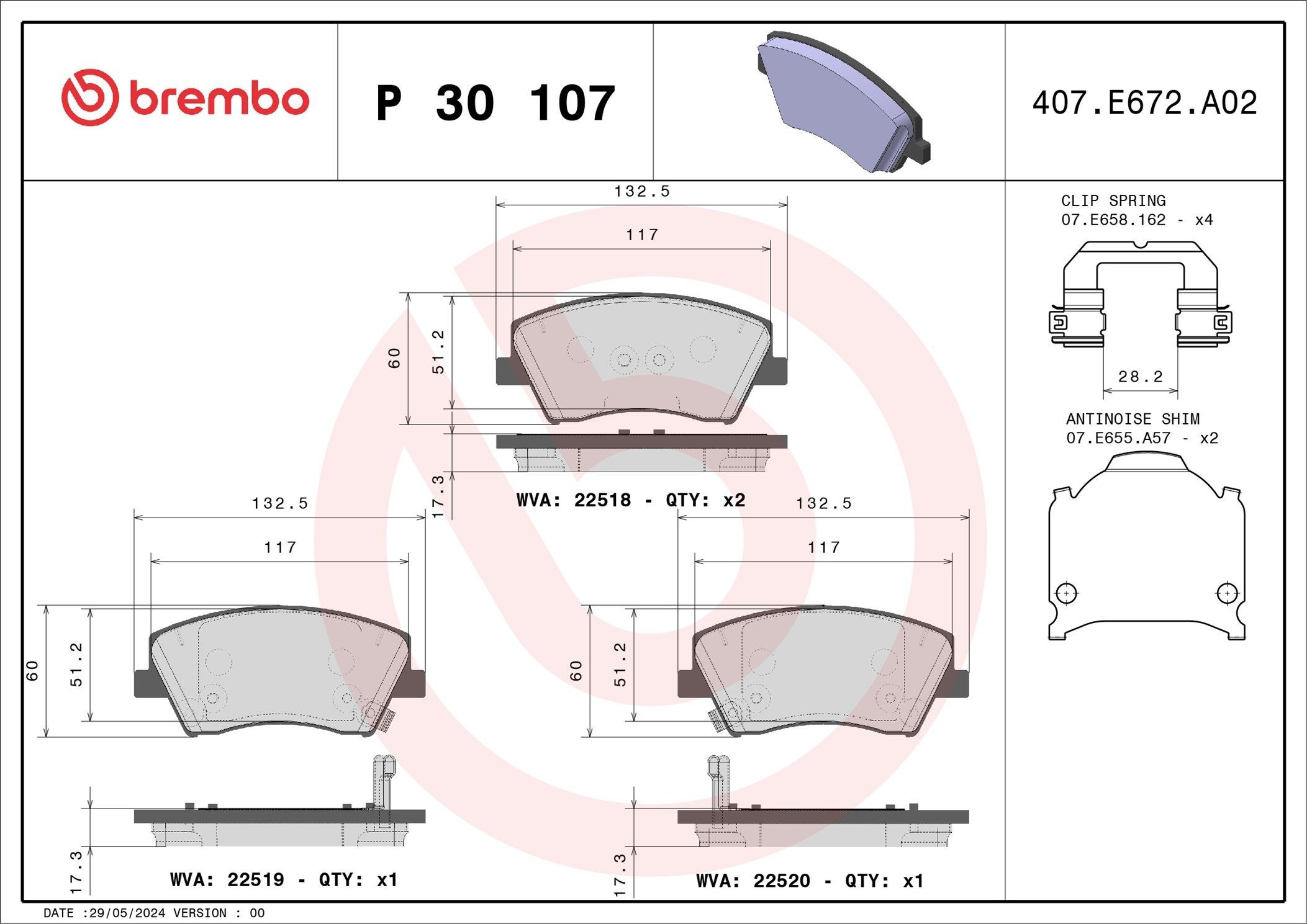 Колодки Brembo P30107 цена, от 56.28 USD
