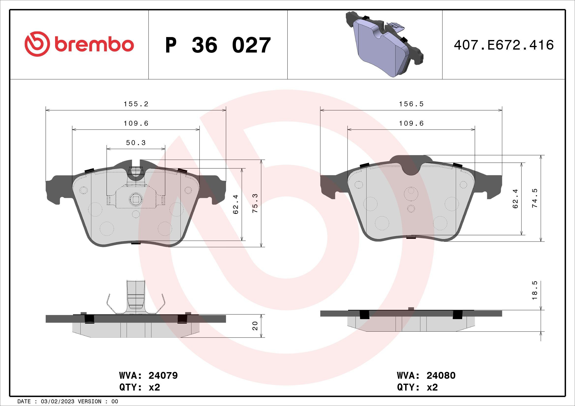Колодки Brembo P36027 цена, от 83.33 USD