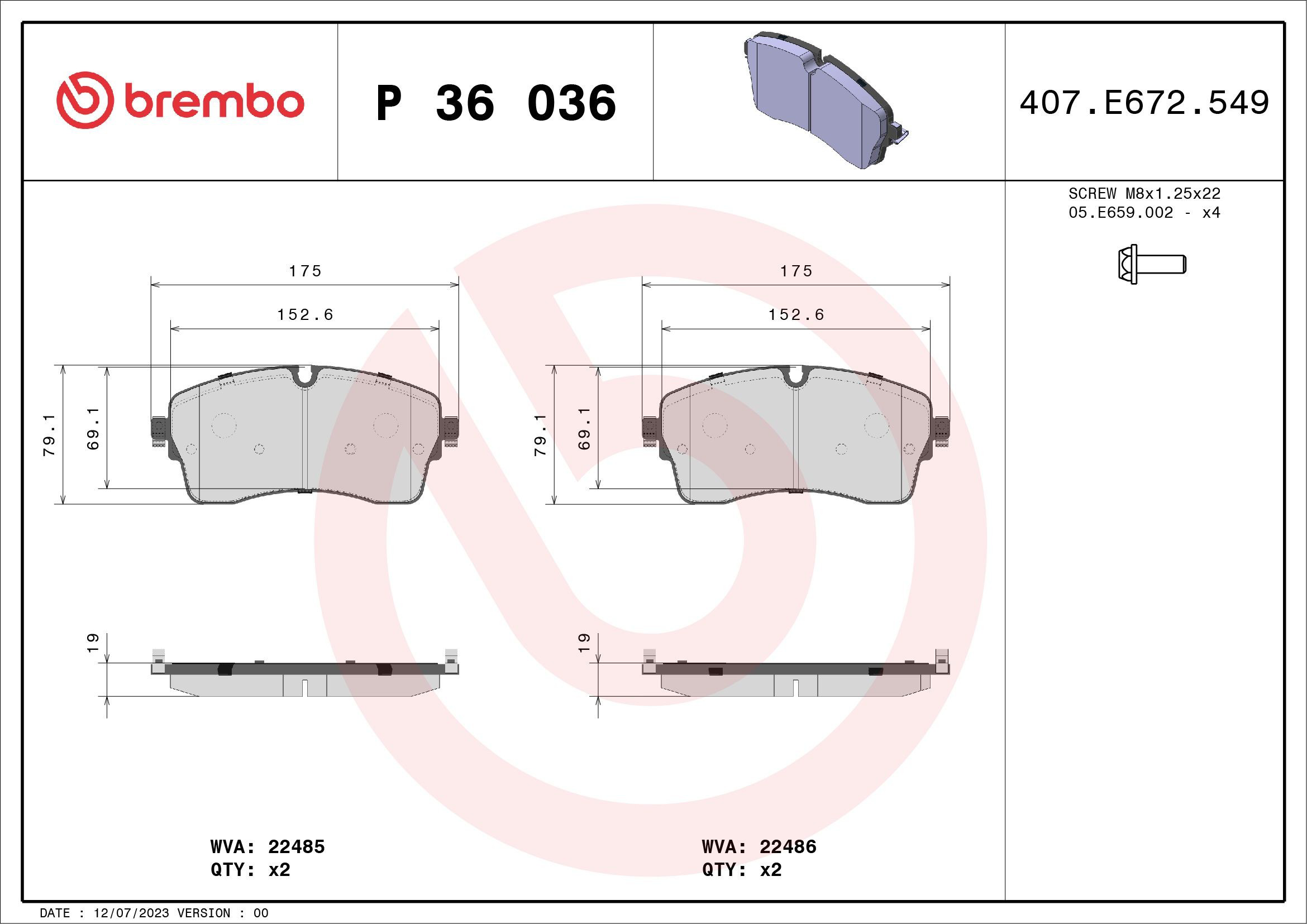 Колодки Brembo P36036 цена, от 83.82 USD