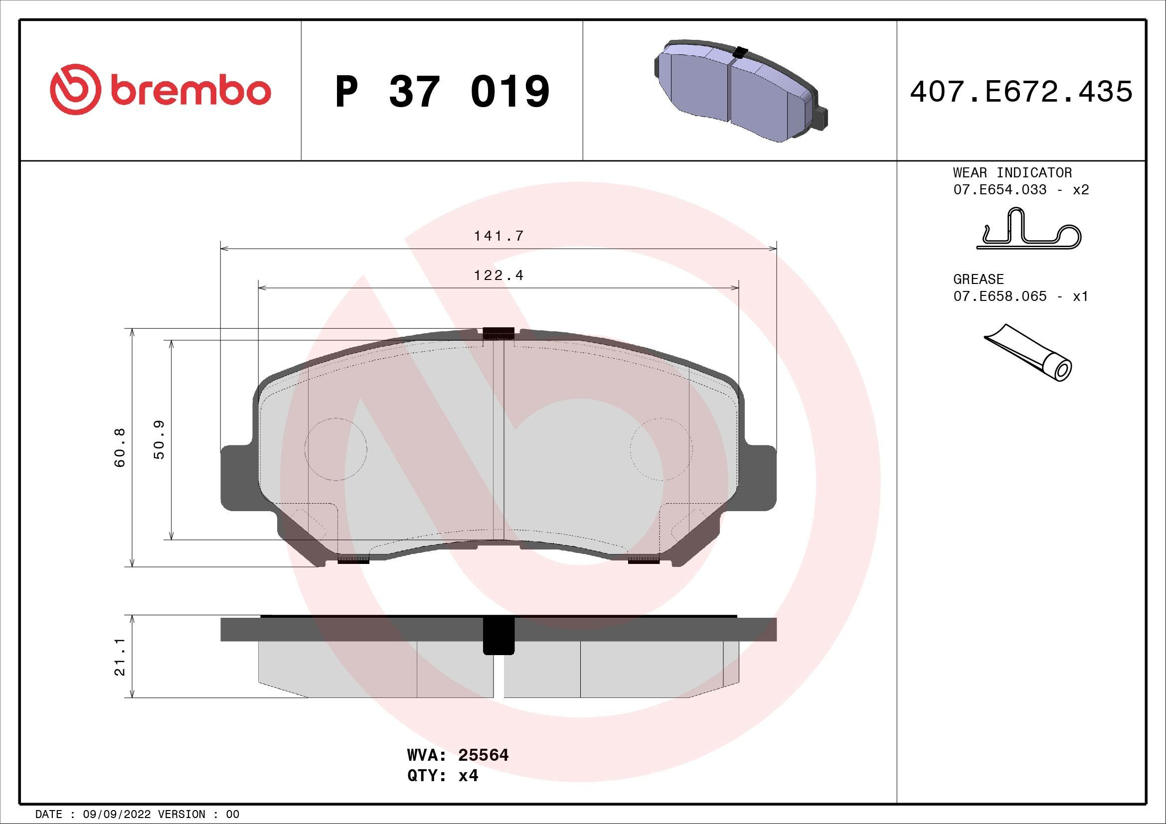 Купить P37019 Brembo Колодки тормозные