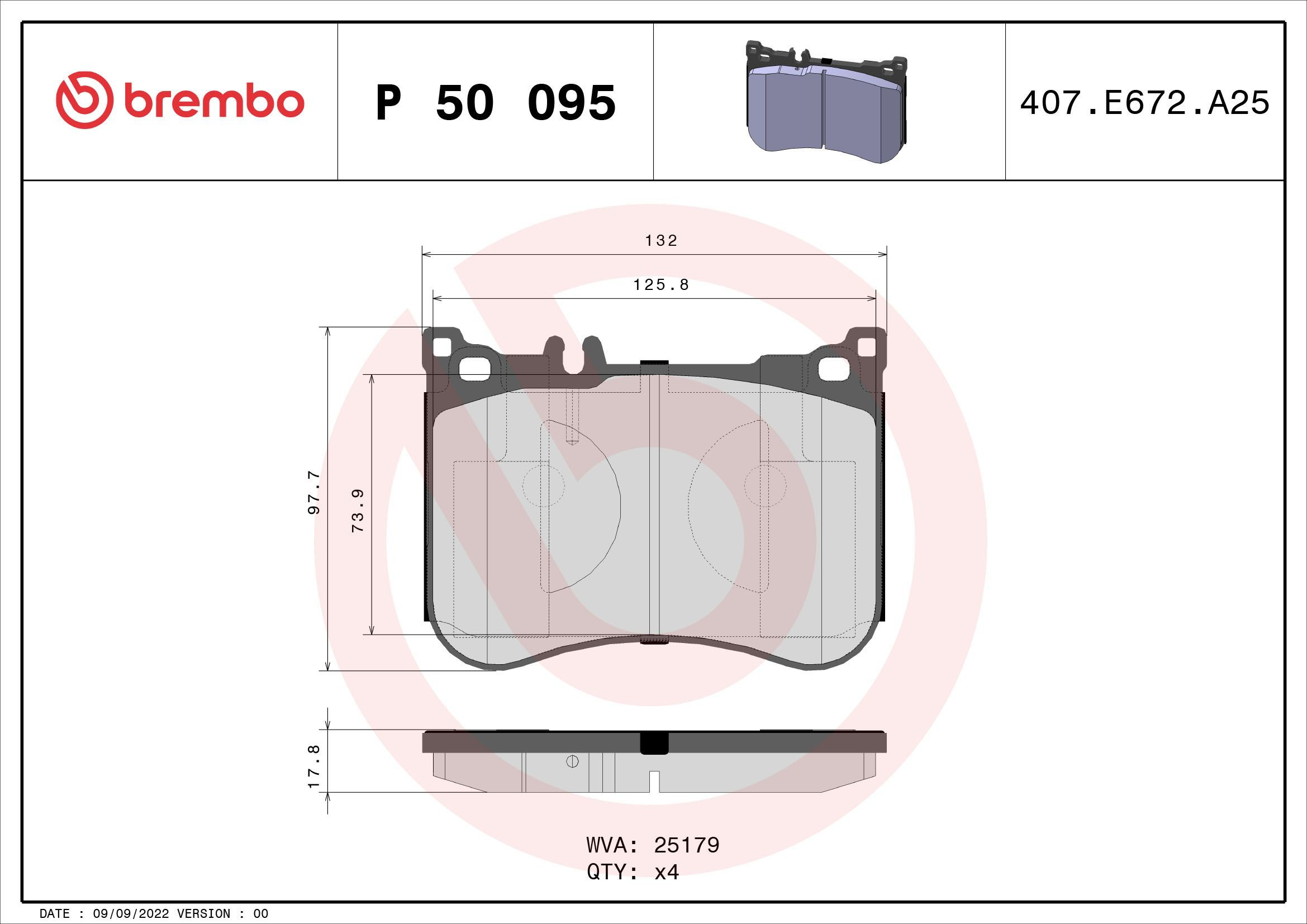 Купить P50095 Brembo Колодки тормозные