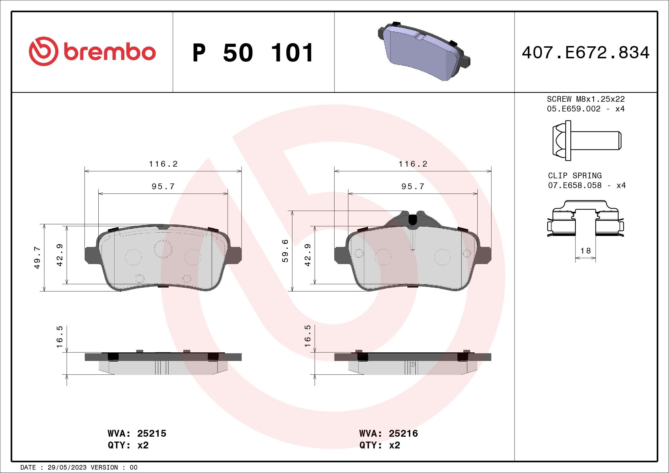 Купить P50101 Brembo Колодки тормозные задние, дисковые