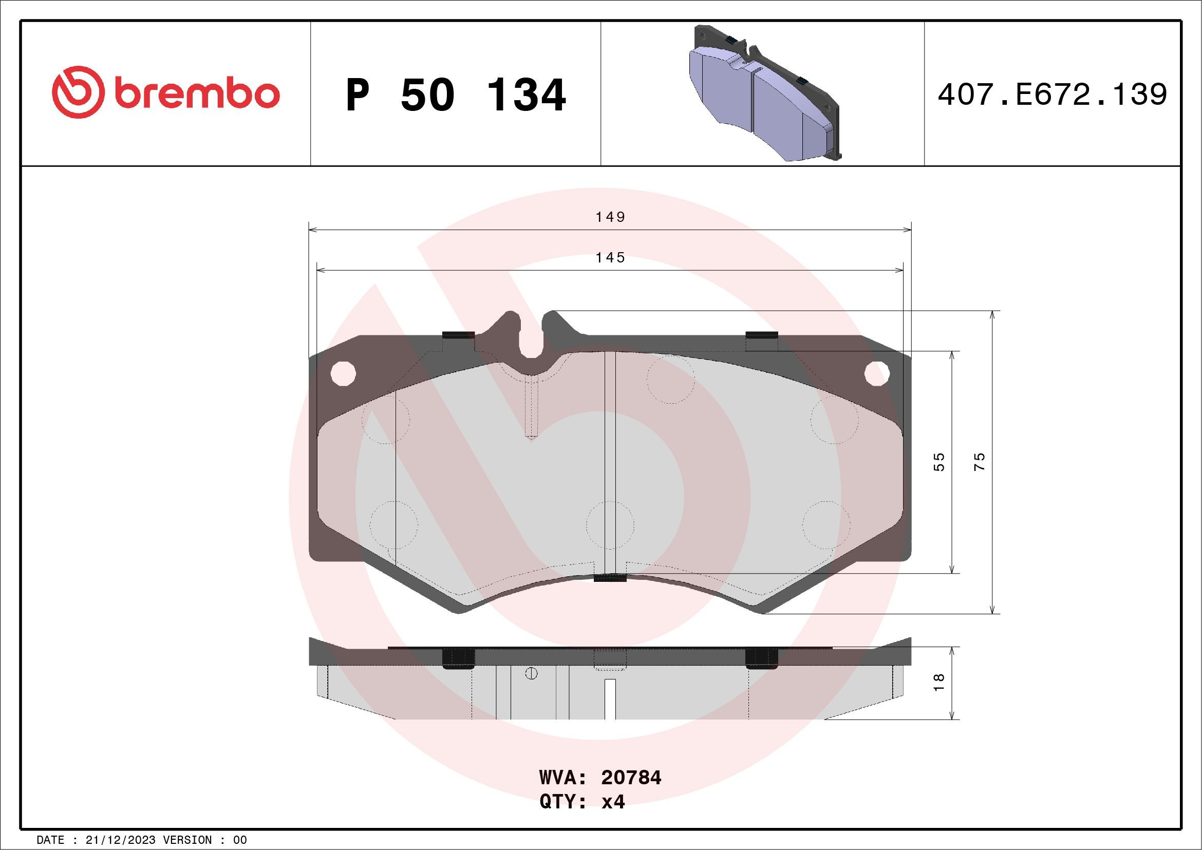 Колодки Brembo P50134 цена, от 39.61 USD