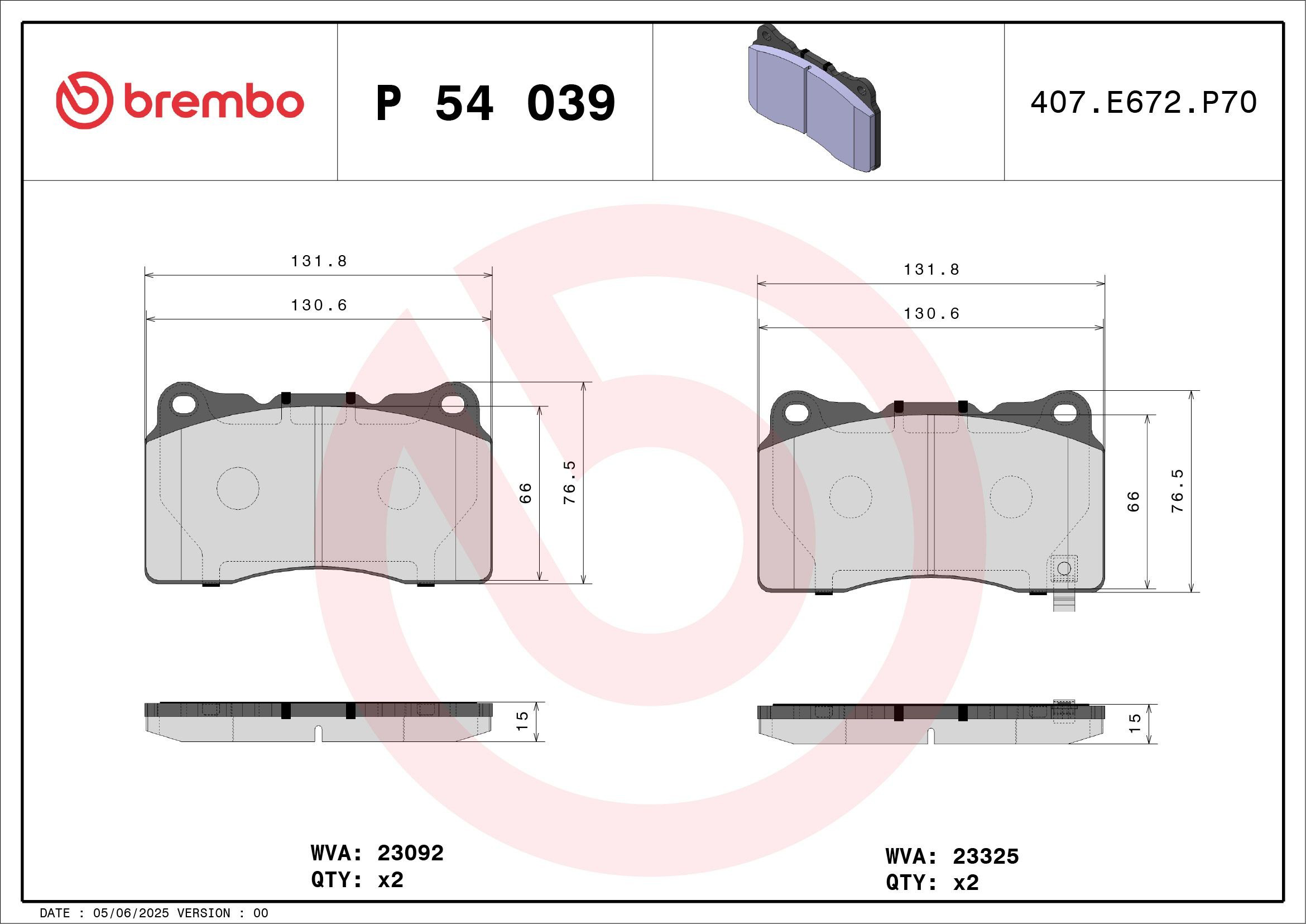 Колодки Brembo P54039 цена, от 55.69 USD