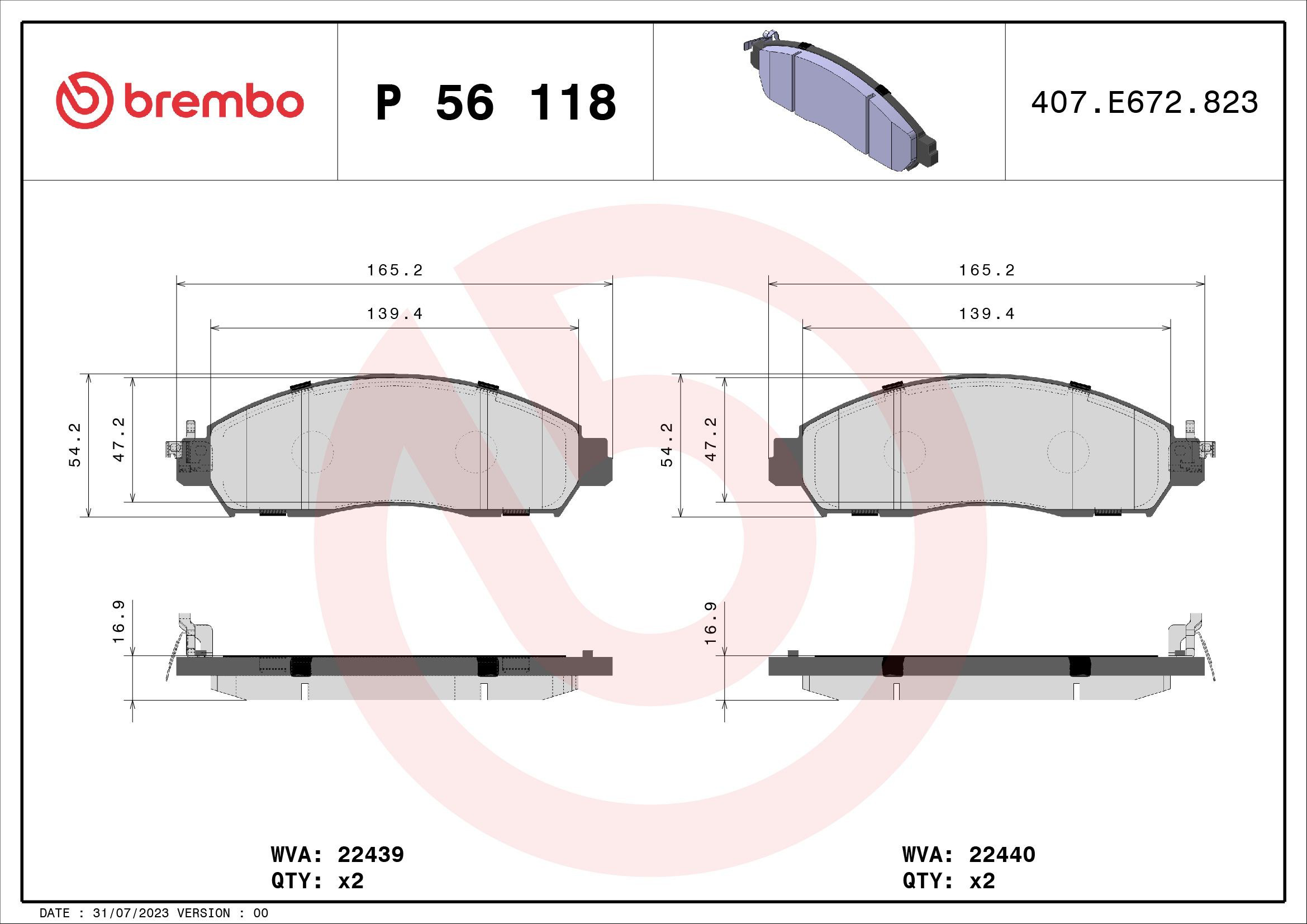 Колодки Brembo P56118 цена, от 41.56 USD