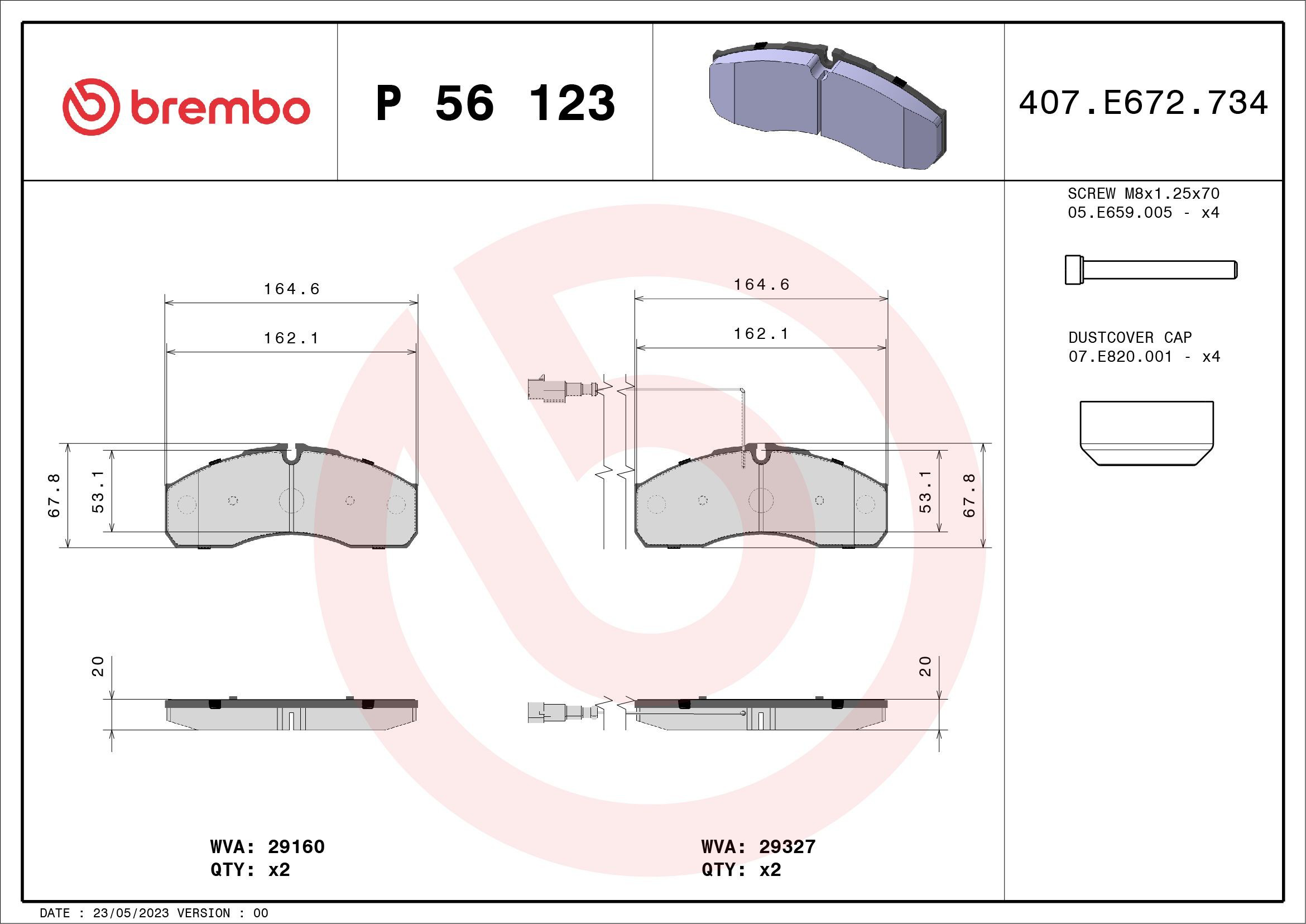 Купить P56123 Brembo Колодки тормозные