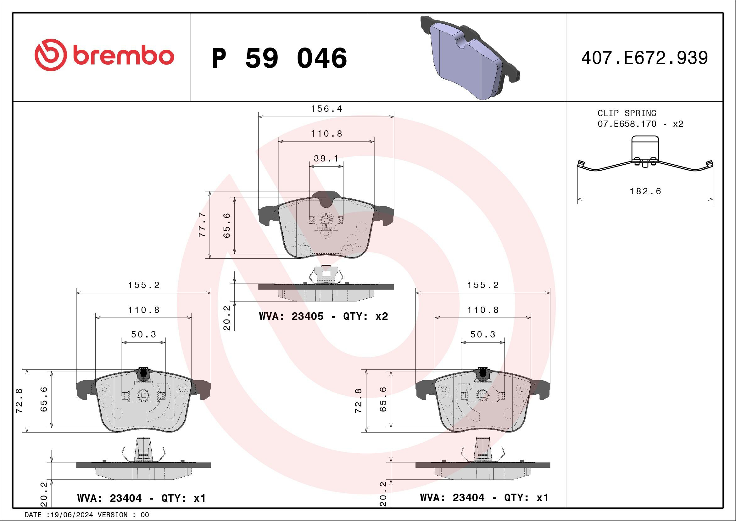 Купить P59046 Brembo Колодки тормозные