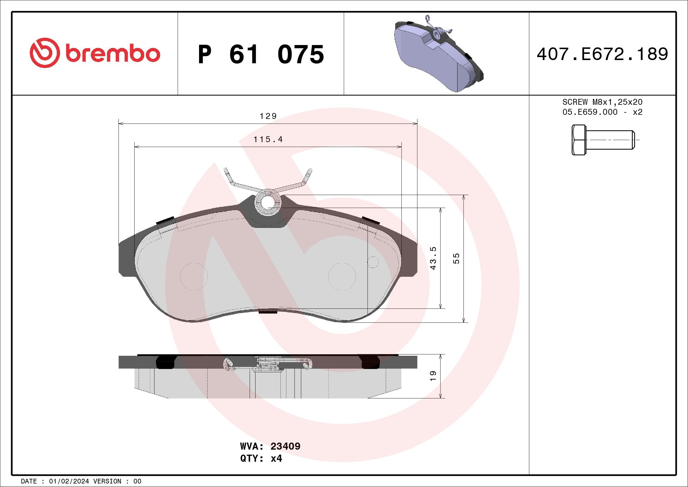 Колодки Brembo P61075 цена, от 27.03 USD