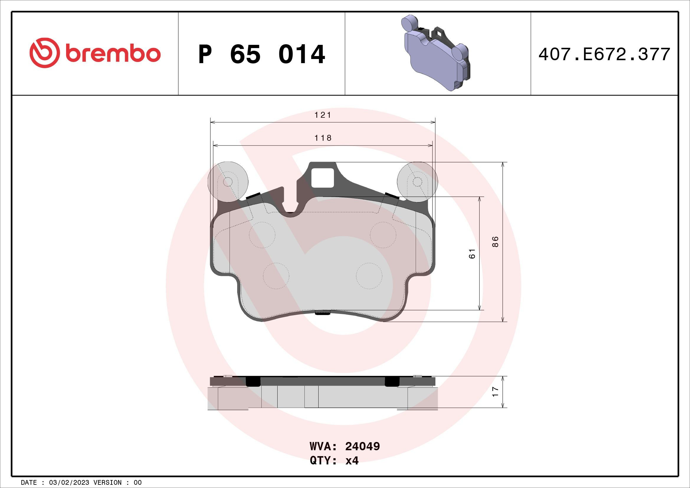 Колодки Brembo P65014 цена, от 83.35 USD